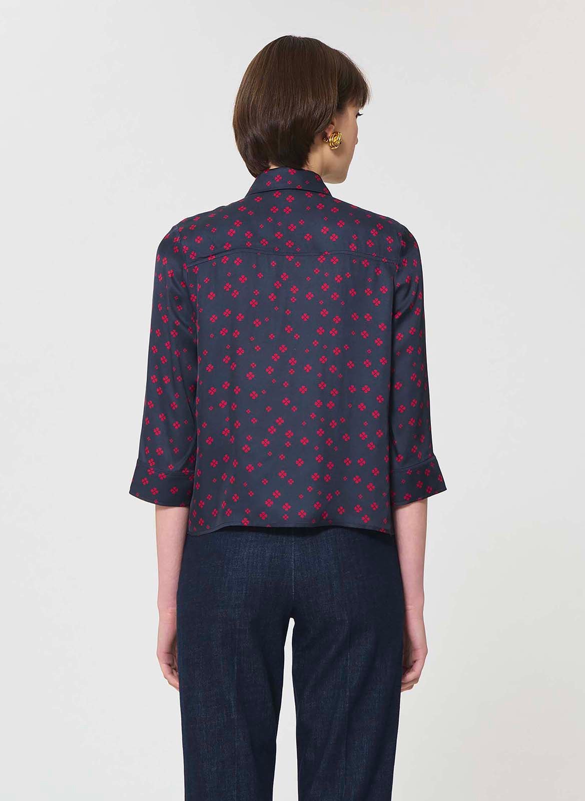 Gerade Satinbluse mit Muster TARA JARMON Blau