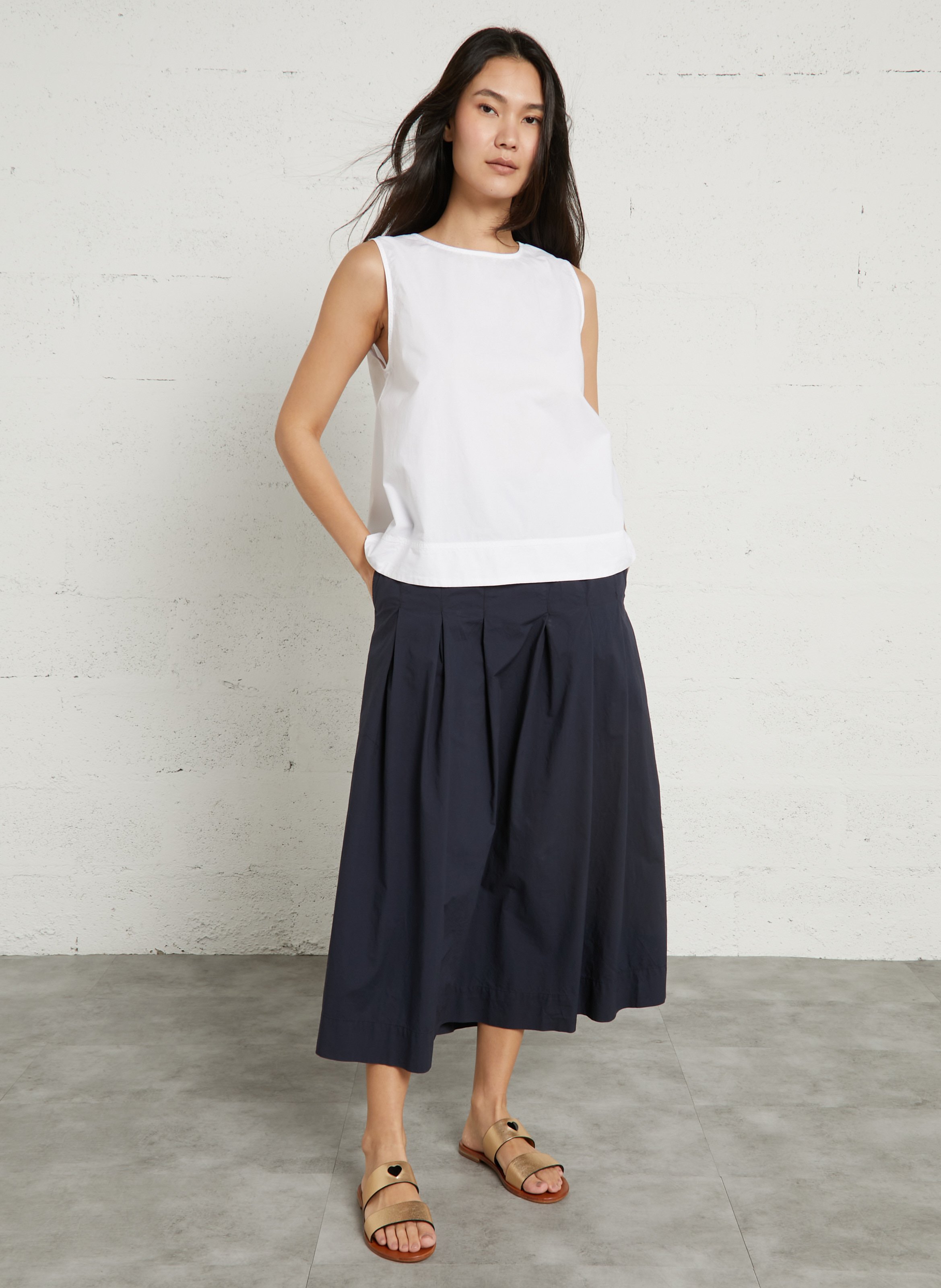 Mules plates en cuir métallisé MAMA PRAIA Doré