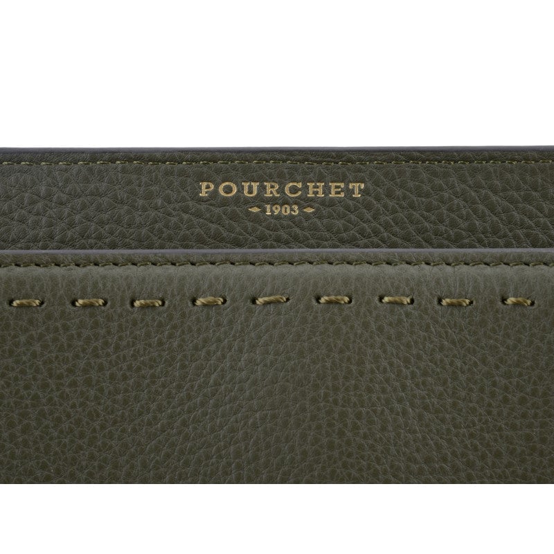 Handbag in calfskin POURCHET Khaki