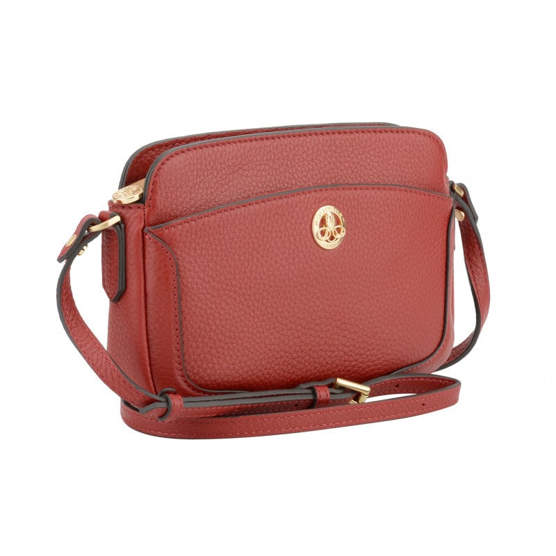 Crossbody bag in cowhide leather Red
