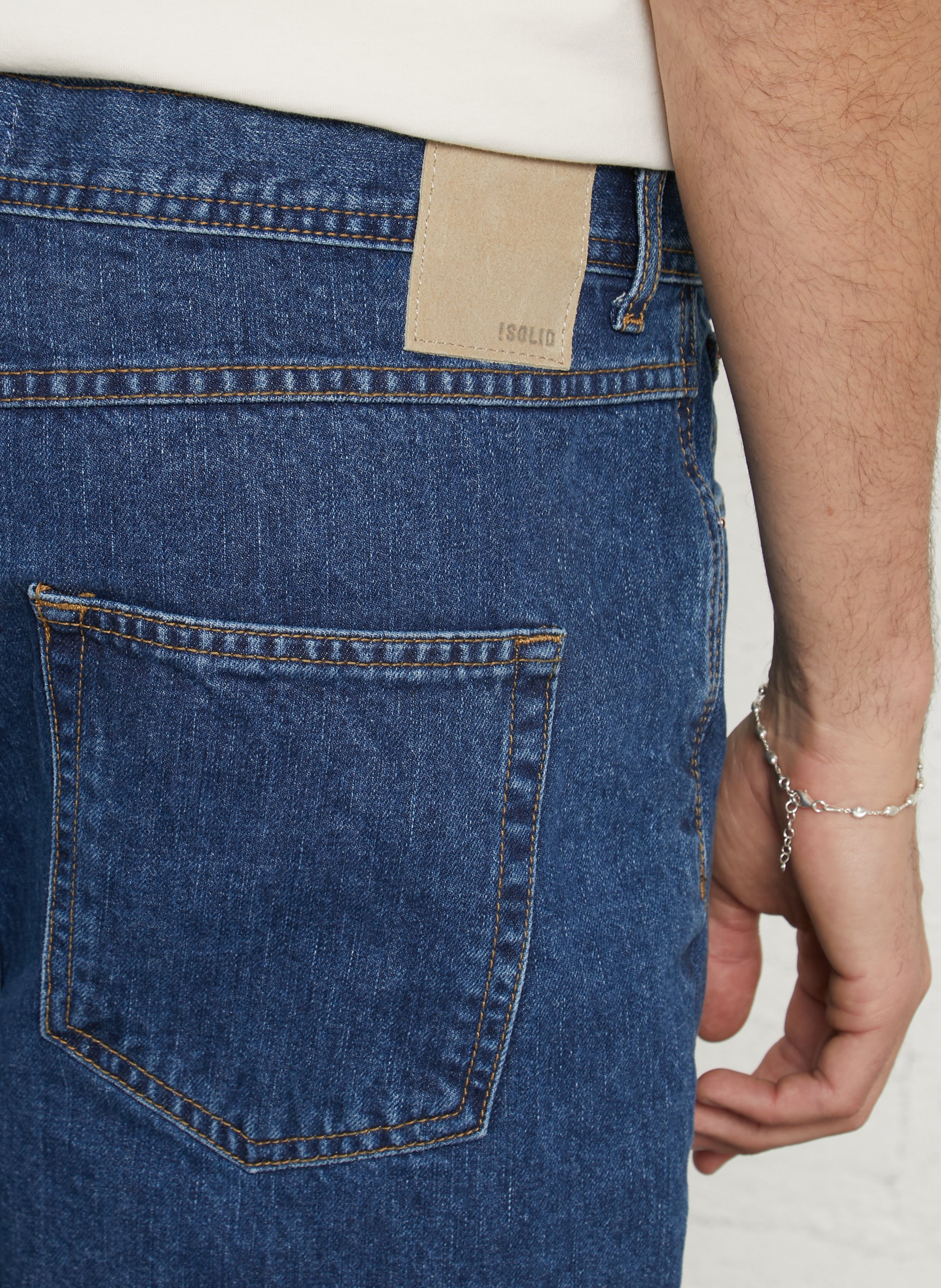 Short droit en coton SOLID Bleu