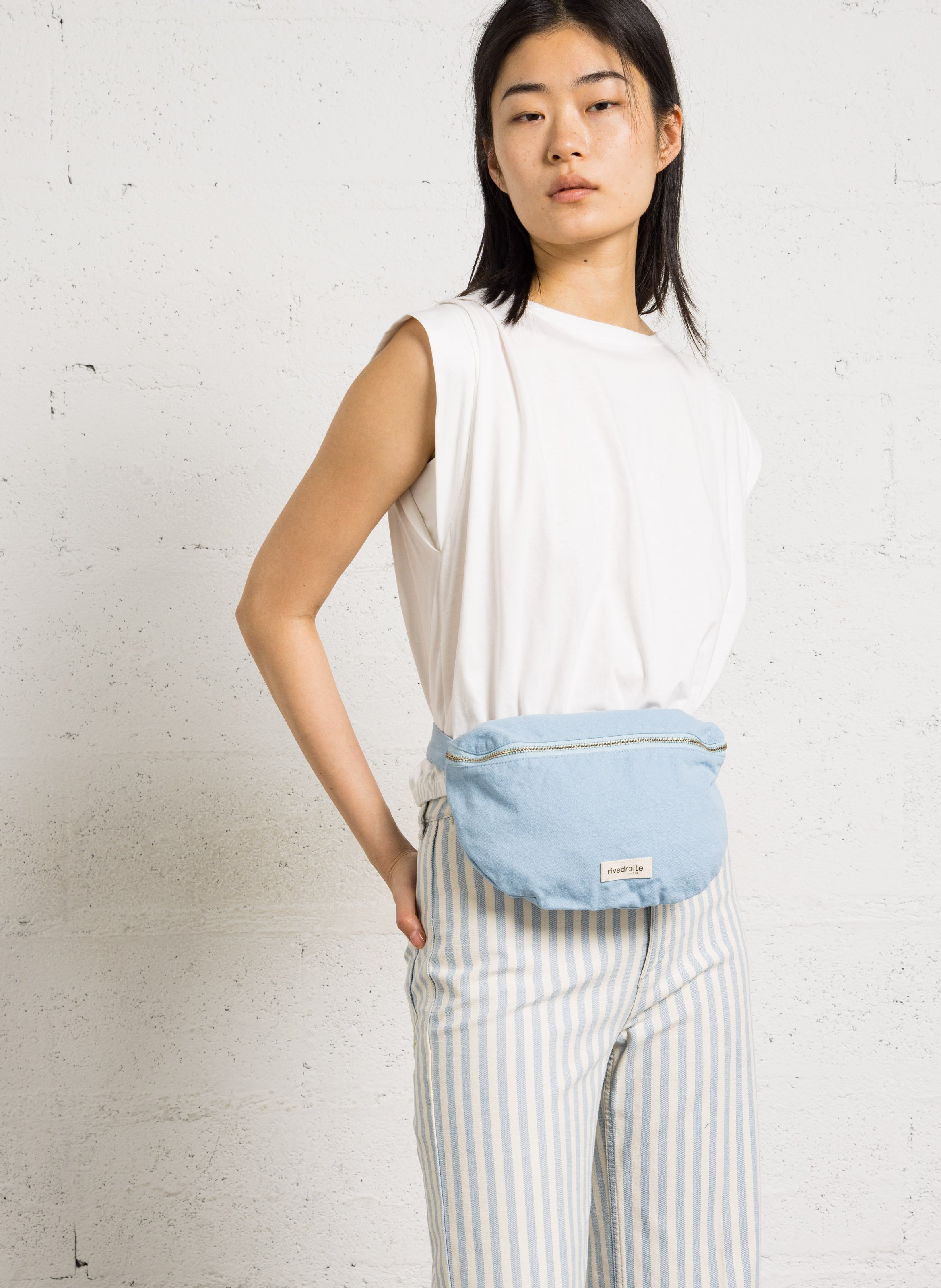 Sac banane en coton recyclé imprimé RIVEDROITE PARIS Bleu