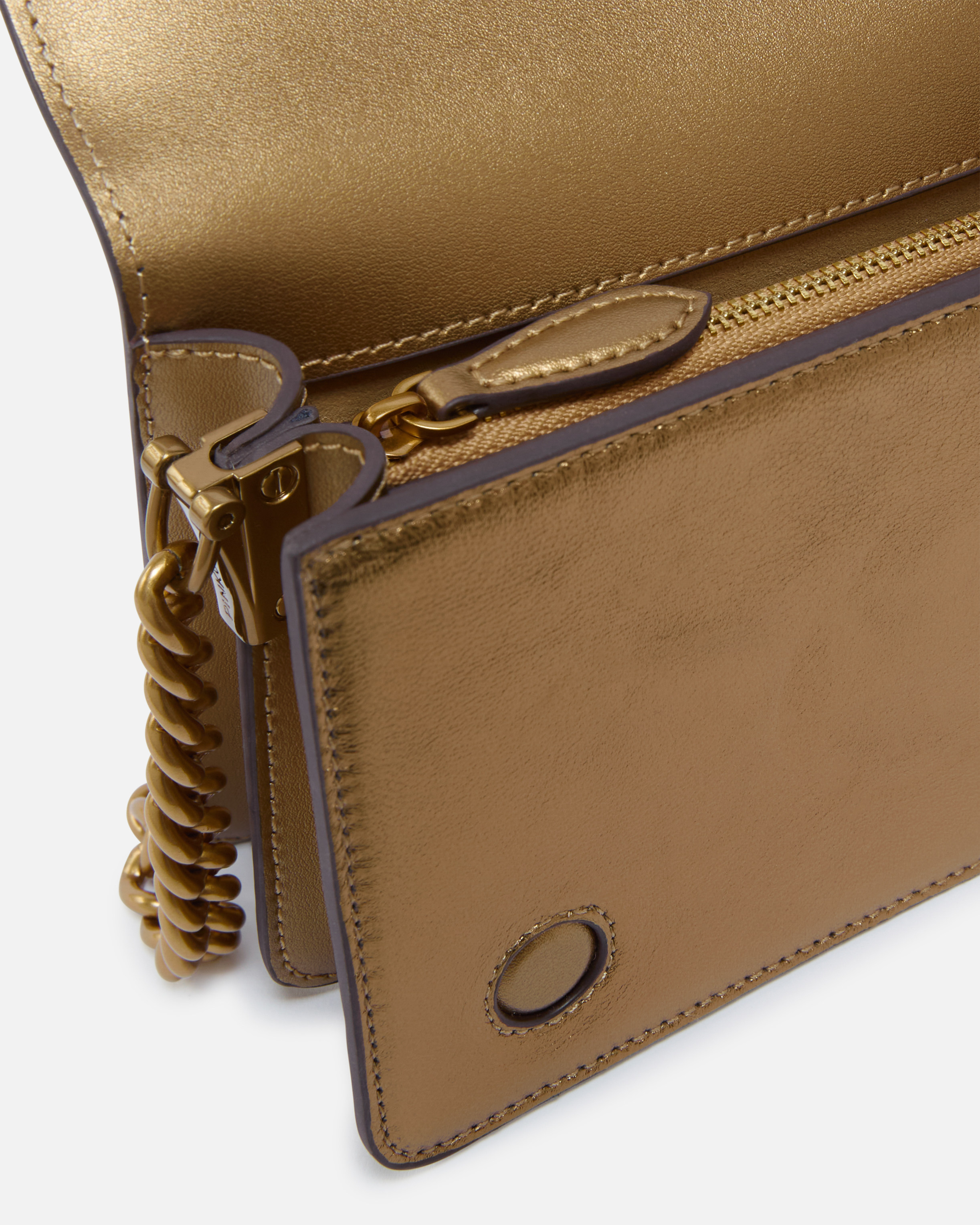 Small laminated shoulder bag love bag with rhinestones PINKO Multicolore