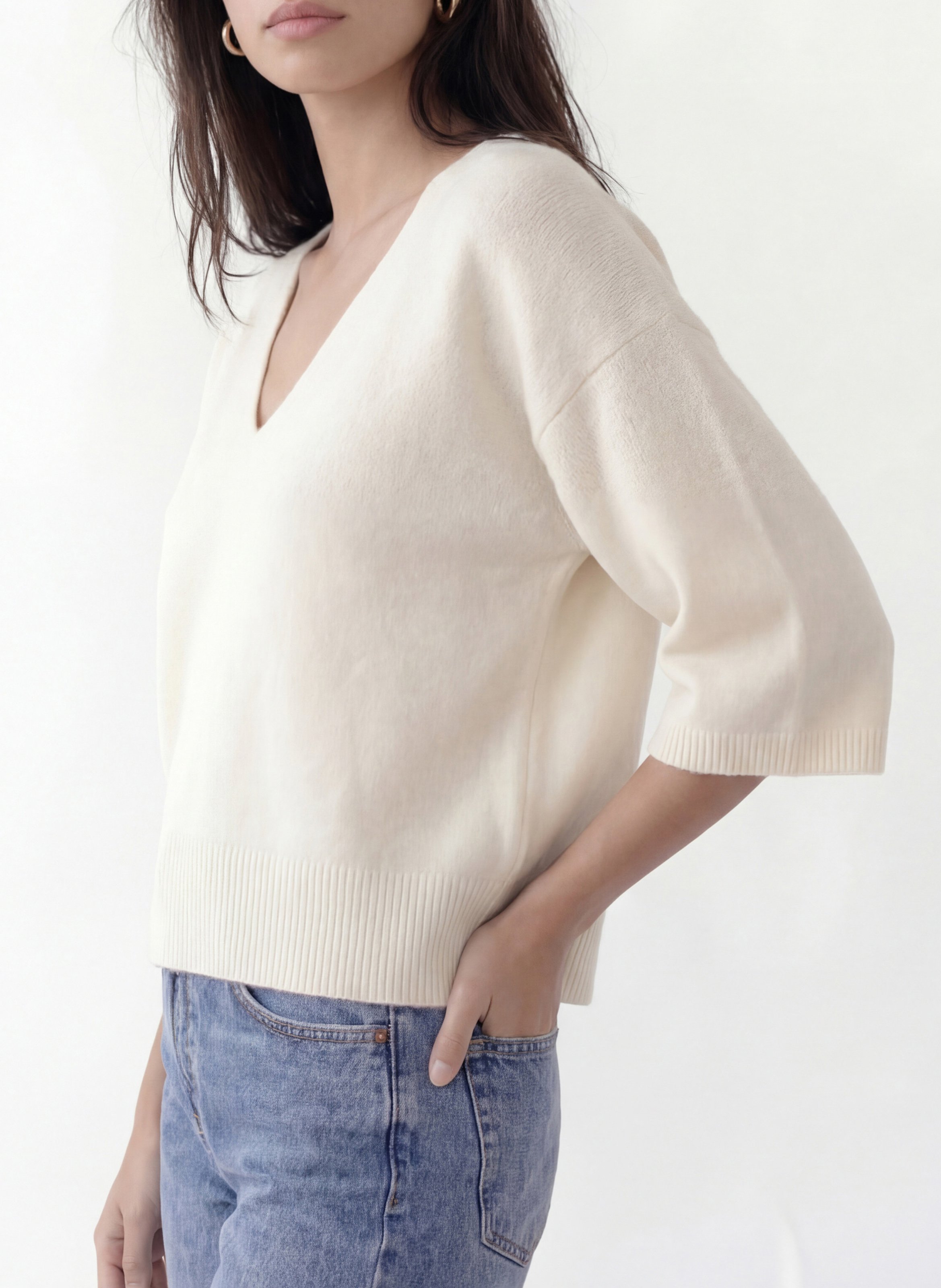 Pullover mit V-Ausschnitt KOOKAI Weiss