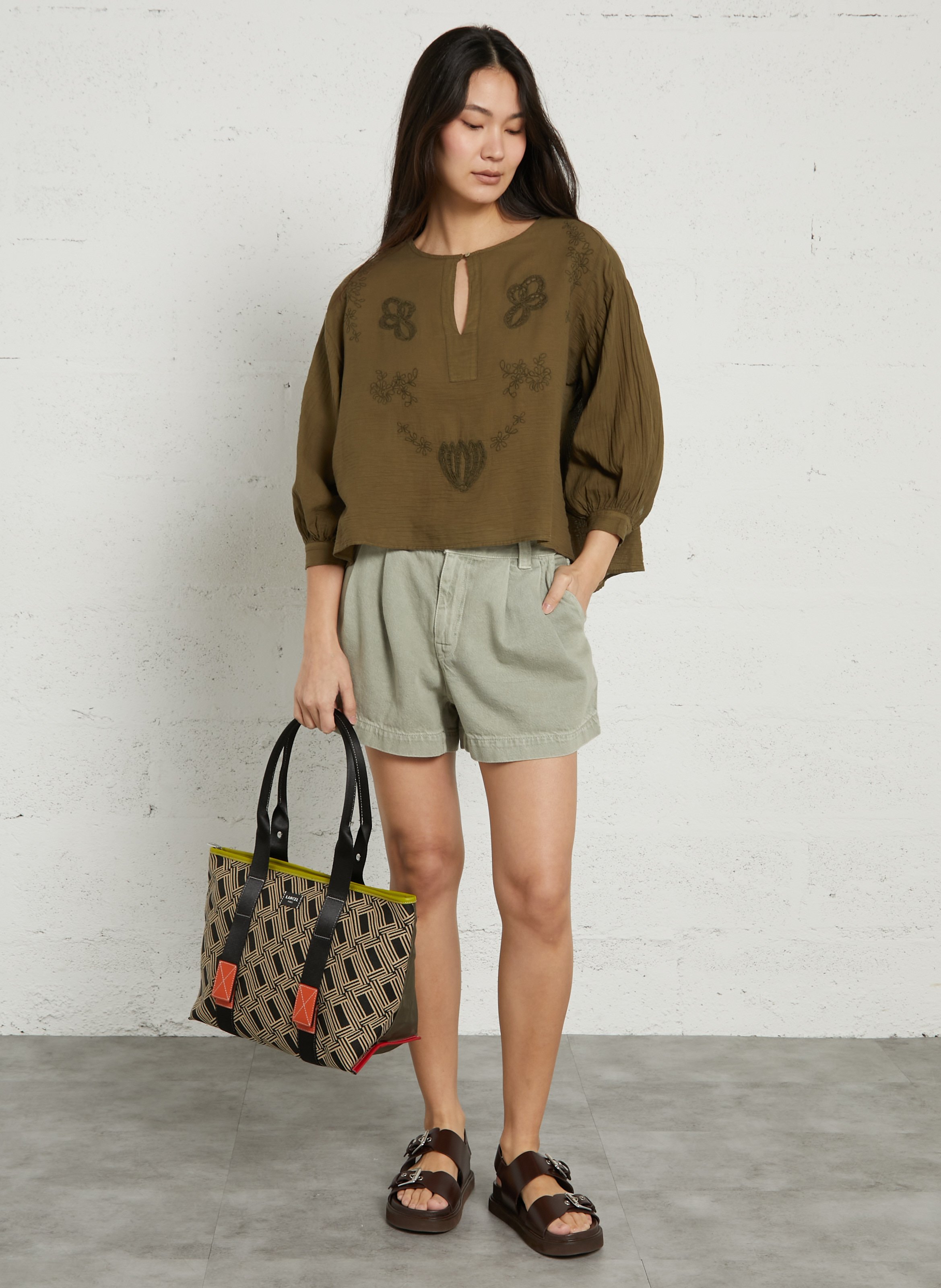 Bedruckte Schultertasche mit Reißverschluss LANCEL Mehrfarbig