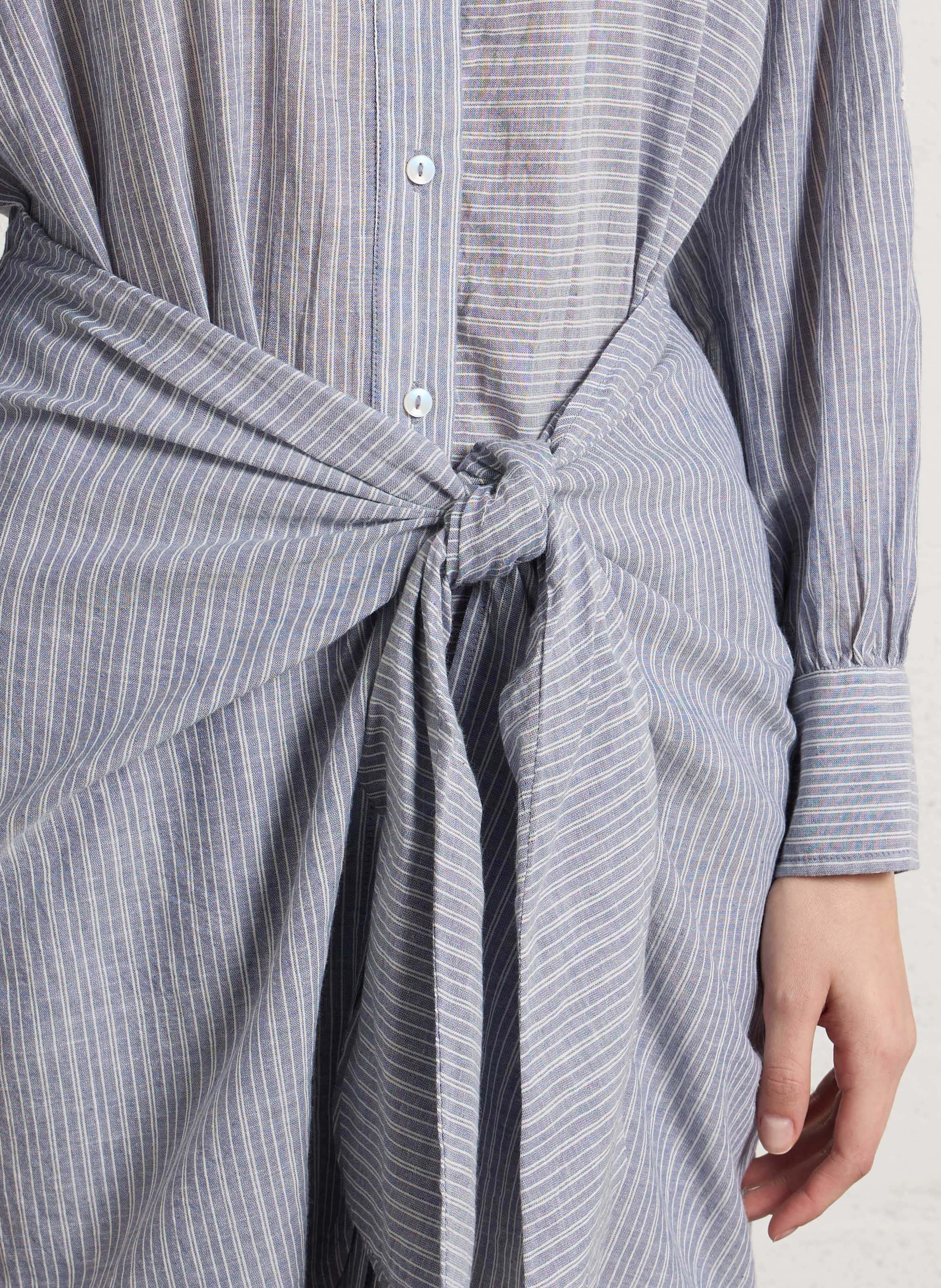 Robe asymétrique rayée à broderie LOUISE MISHA Bleu