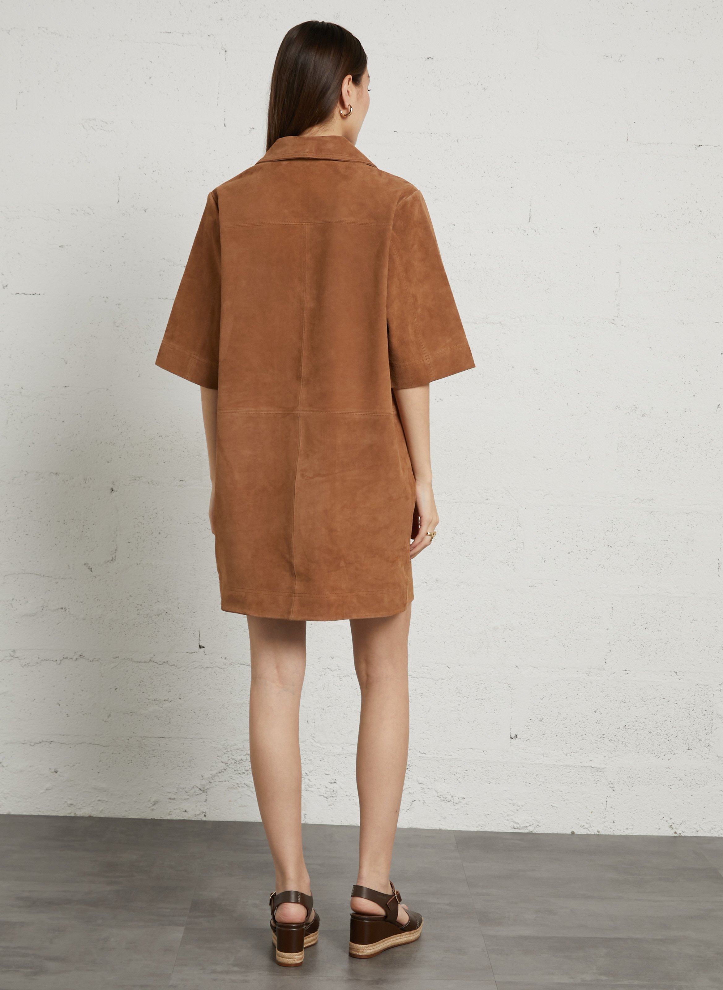 Korte, leren jurk MAISON 123 Beige