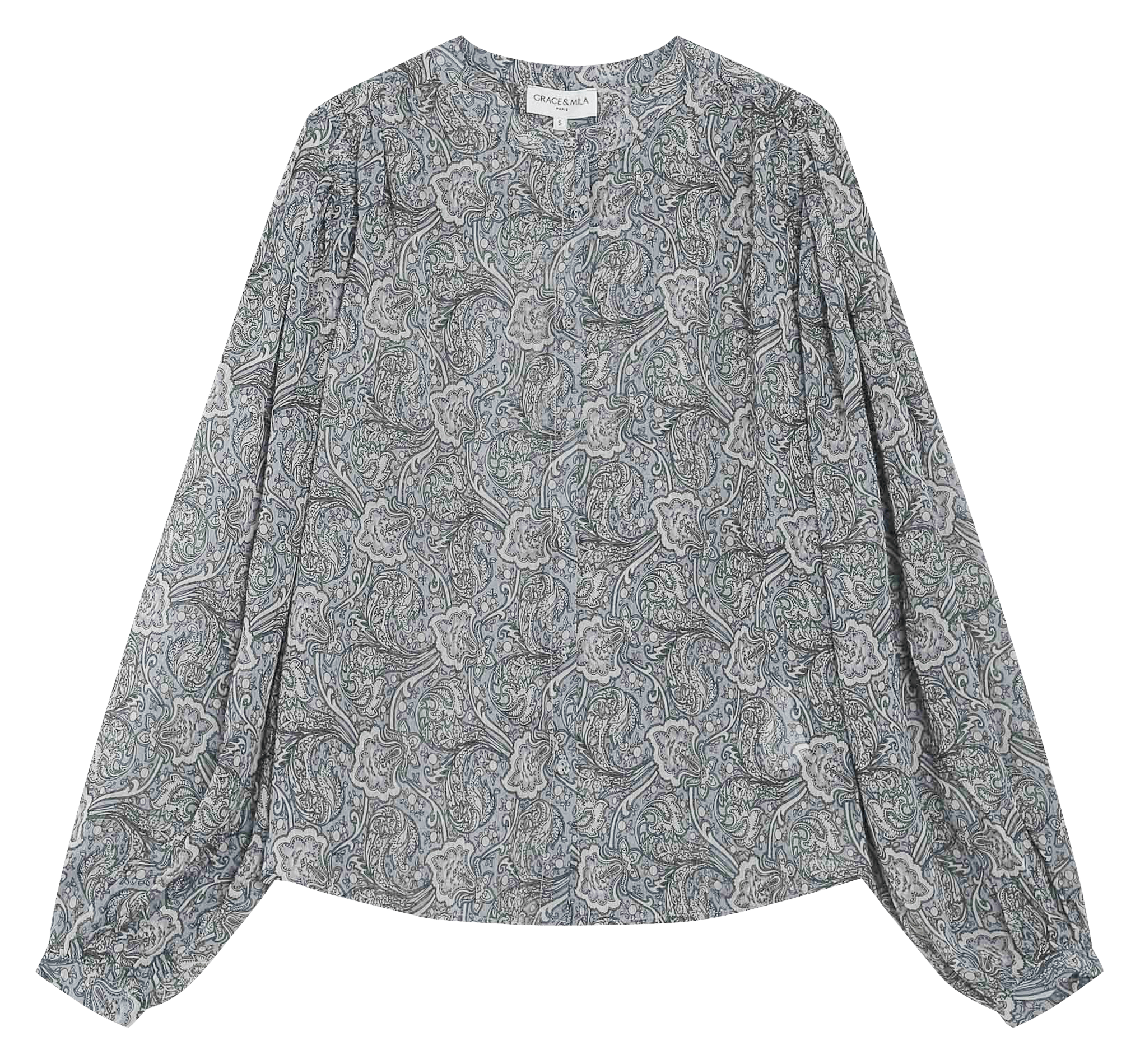 Blouse imprimée col rond GRACE ET MILA Bleu