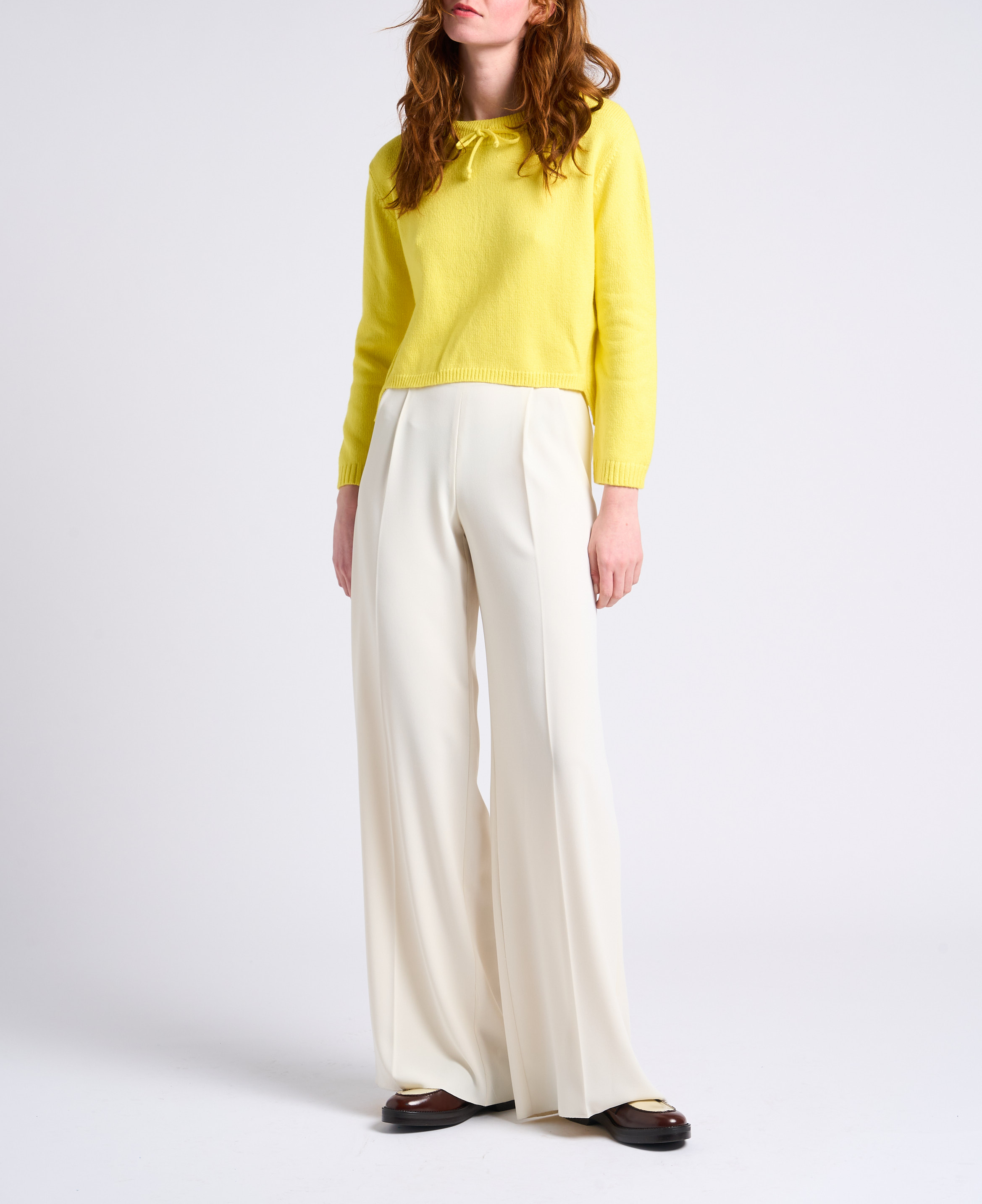 Kurzer Rundhalspullover aus Baumwoll-Mix MAX&Co. Gelb