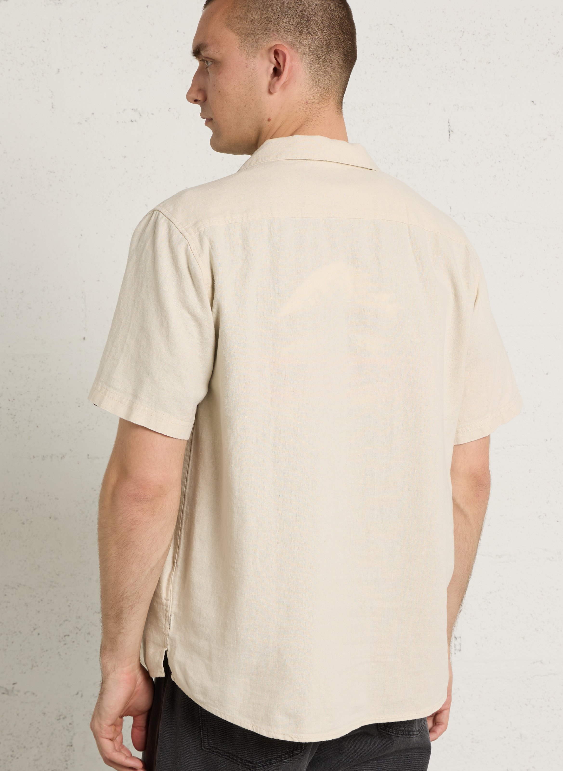 Overhemd van linnenmix SOLID Beige