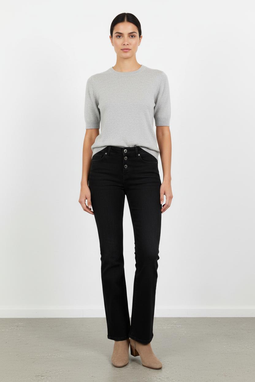 Cropped slim jeans with studs LIU JO - SECONDE MAIN Black
