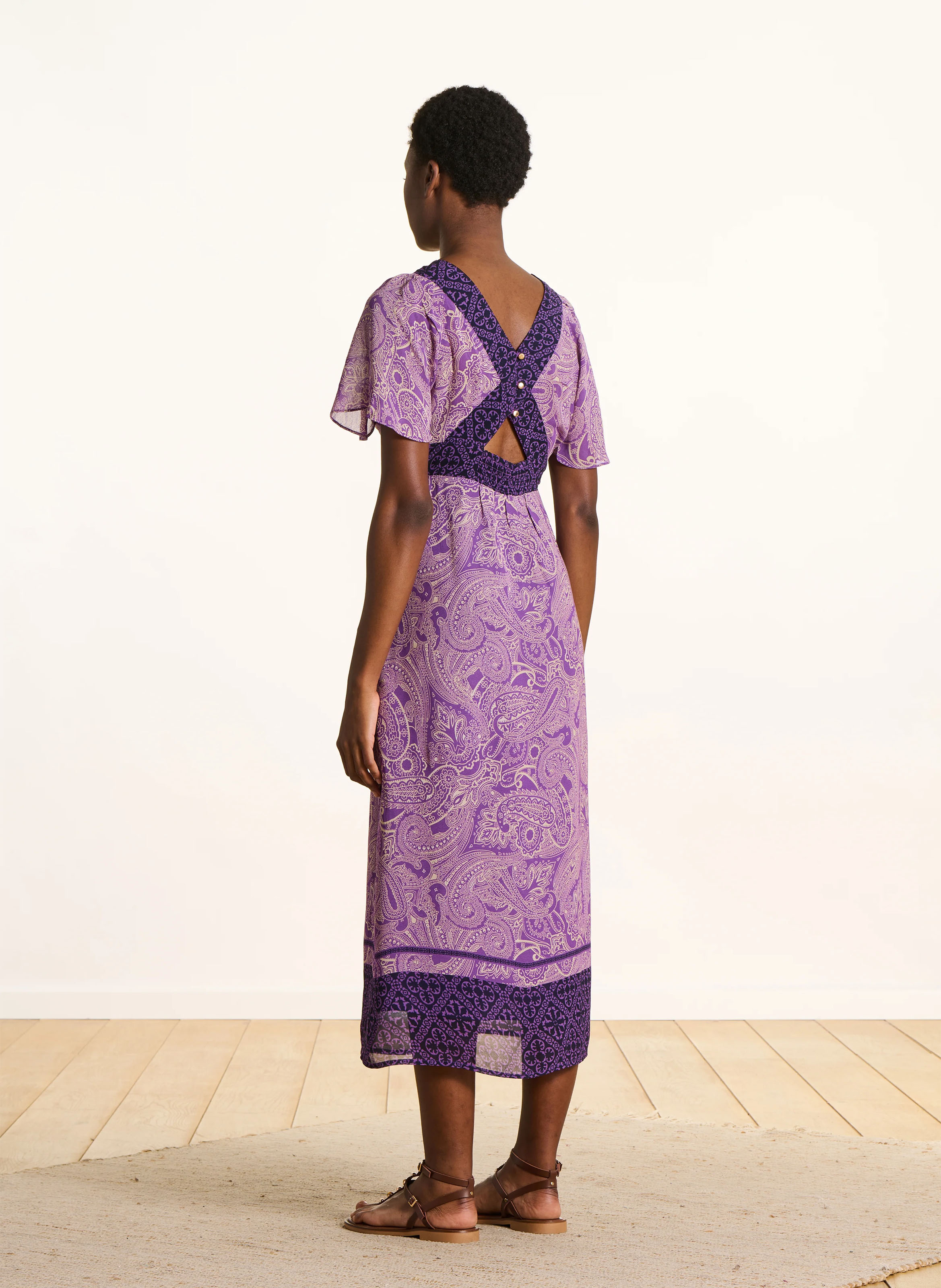 Langes Kleid mit V-Ausschnitt LA FEE MARABOUTEE Violett