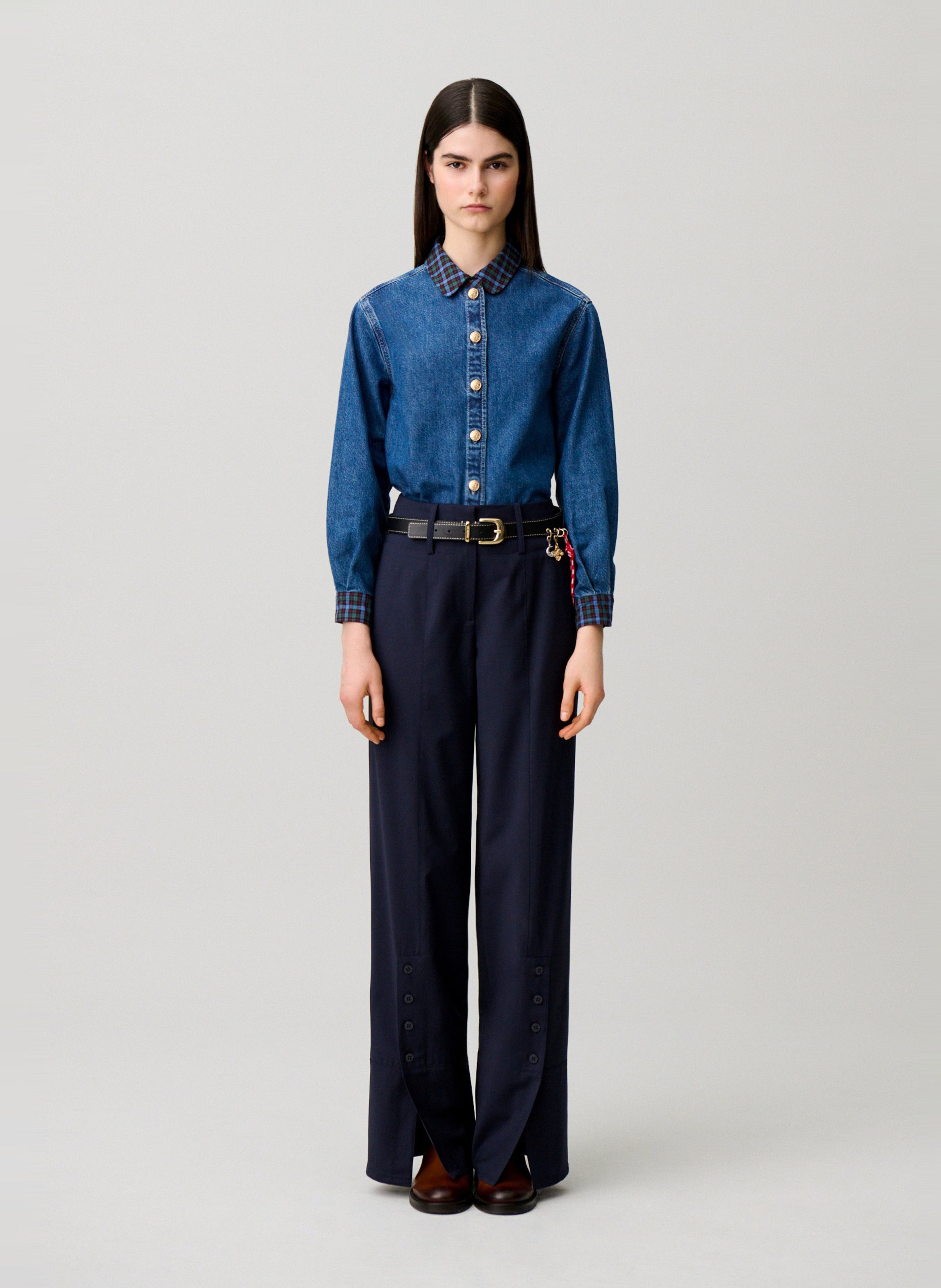 Bandplooibroek met hoge taille CLAUDIE PIERLOT Blauw