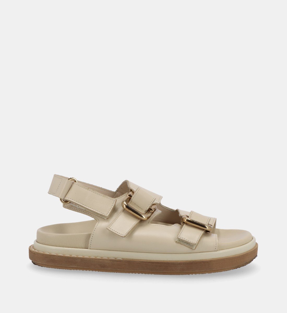 Flat leather sandals ALOHAS Beige