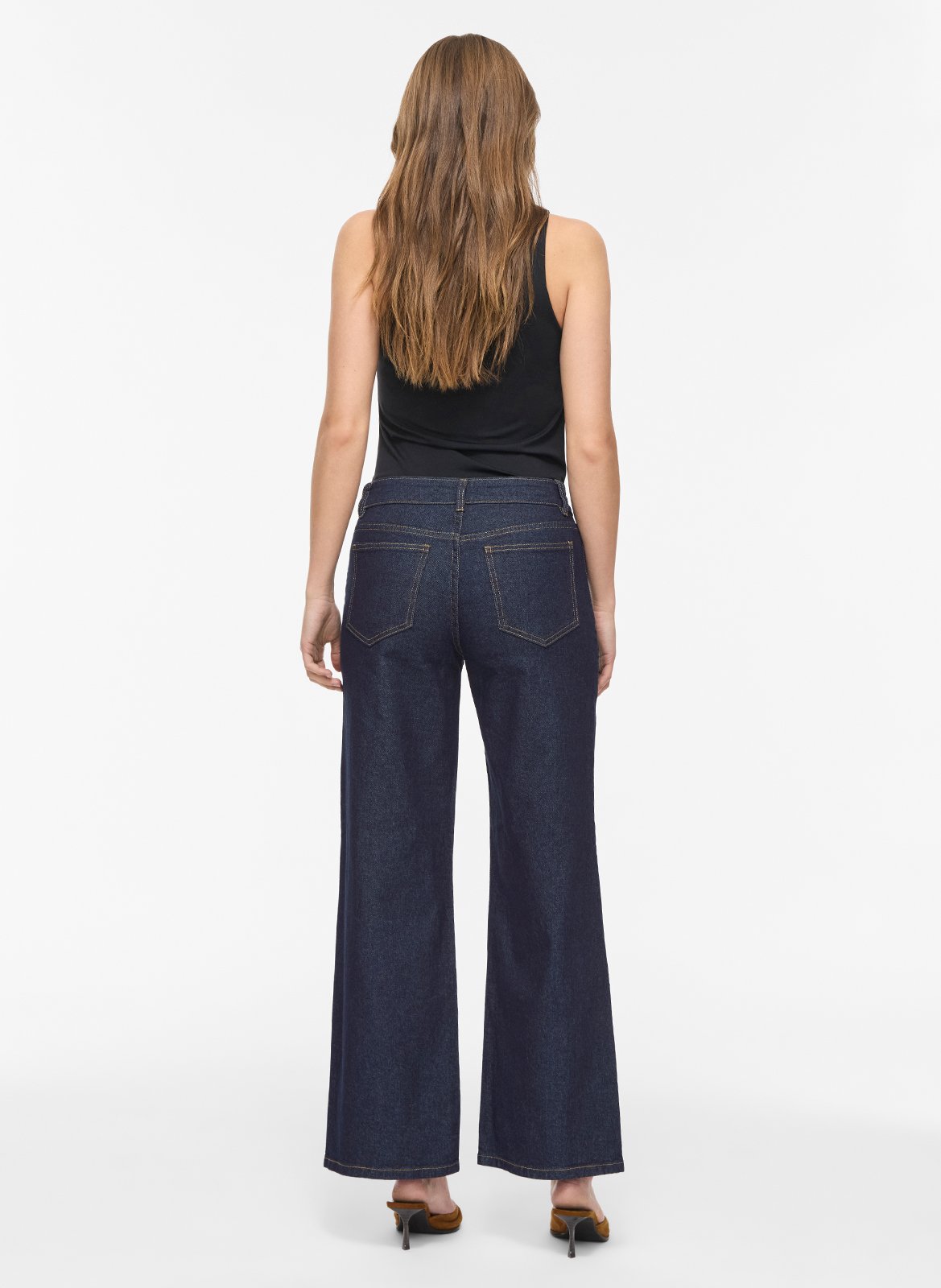 Wide-leg cotton-blend jeans VILA Blue