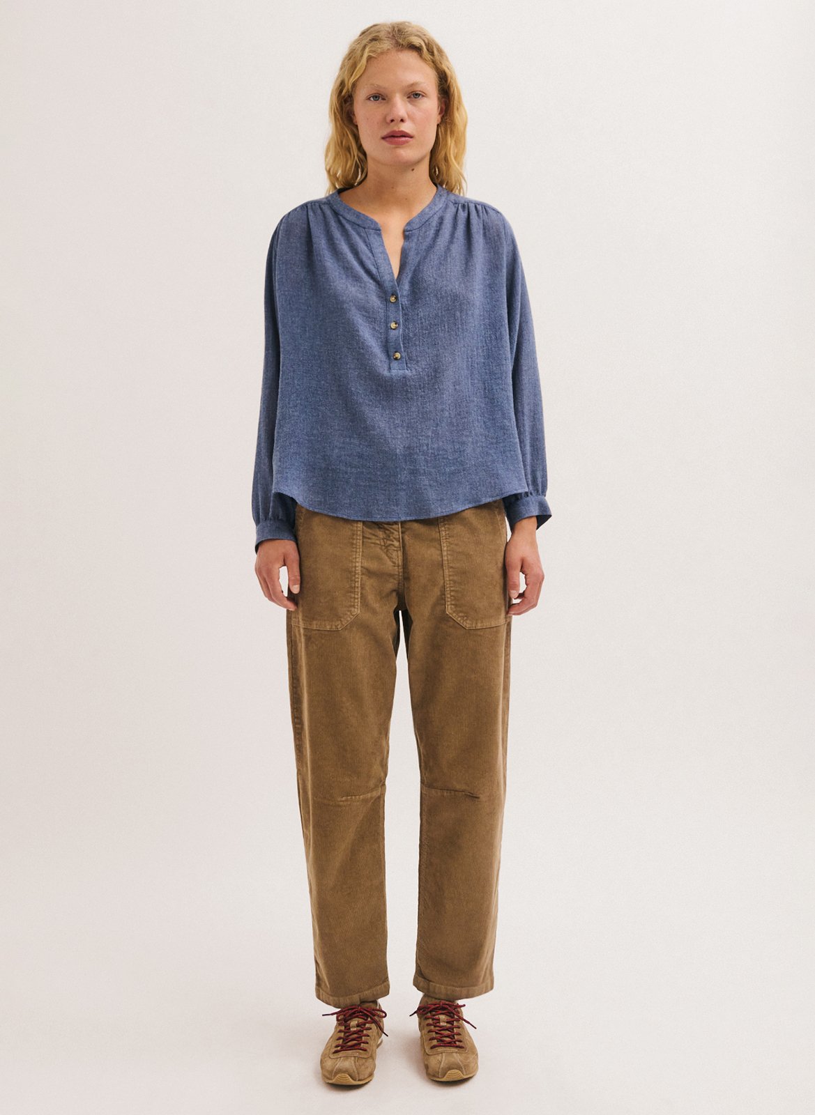 Top oversize col tunisien PABLO Bleu