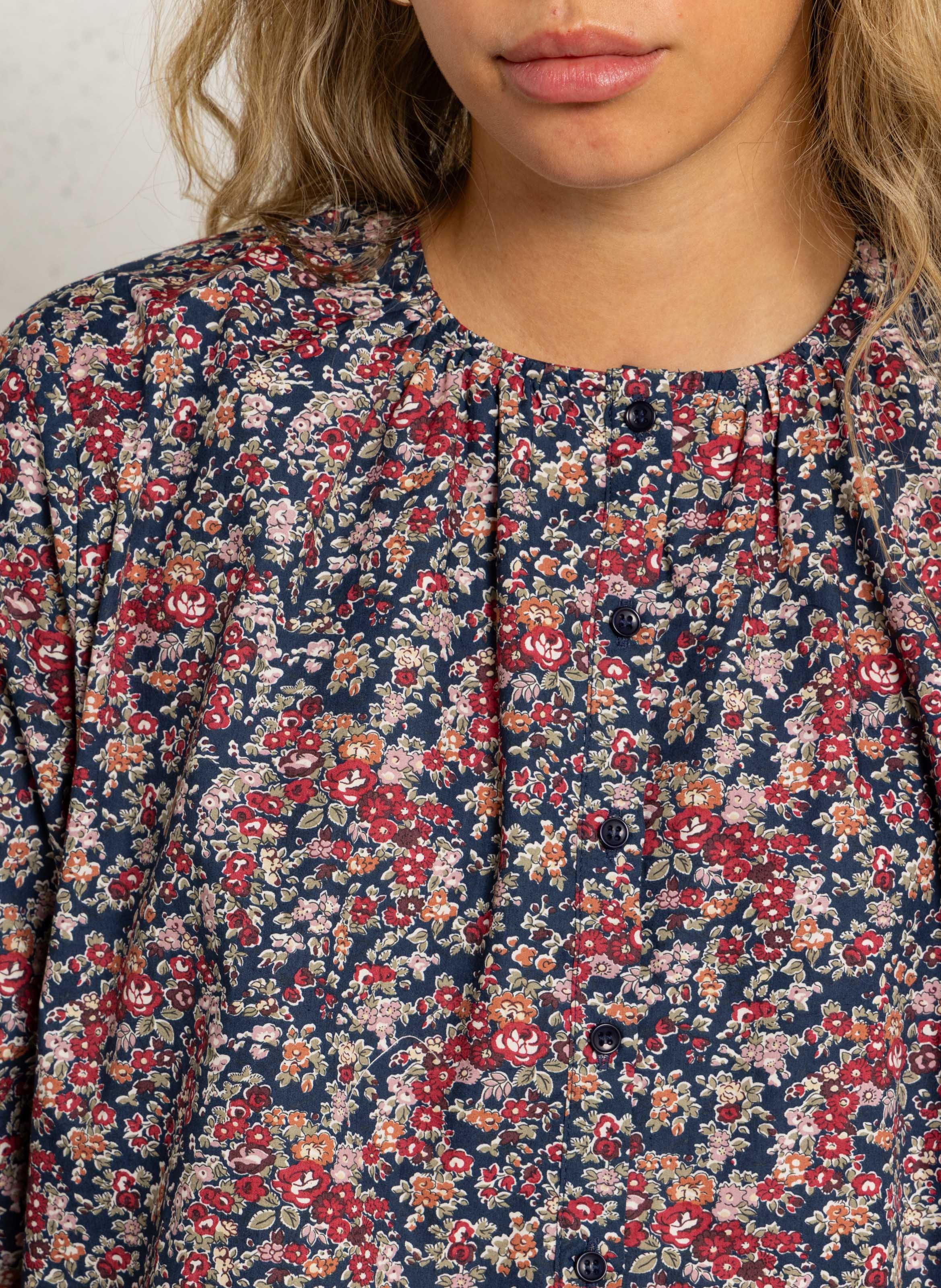 Weites bedrucktes Baumwollbluse DES PETITS HAUTS Mehrfarbig