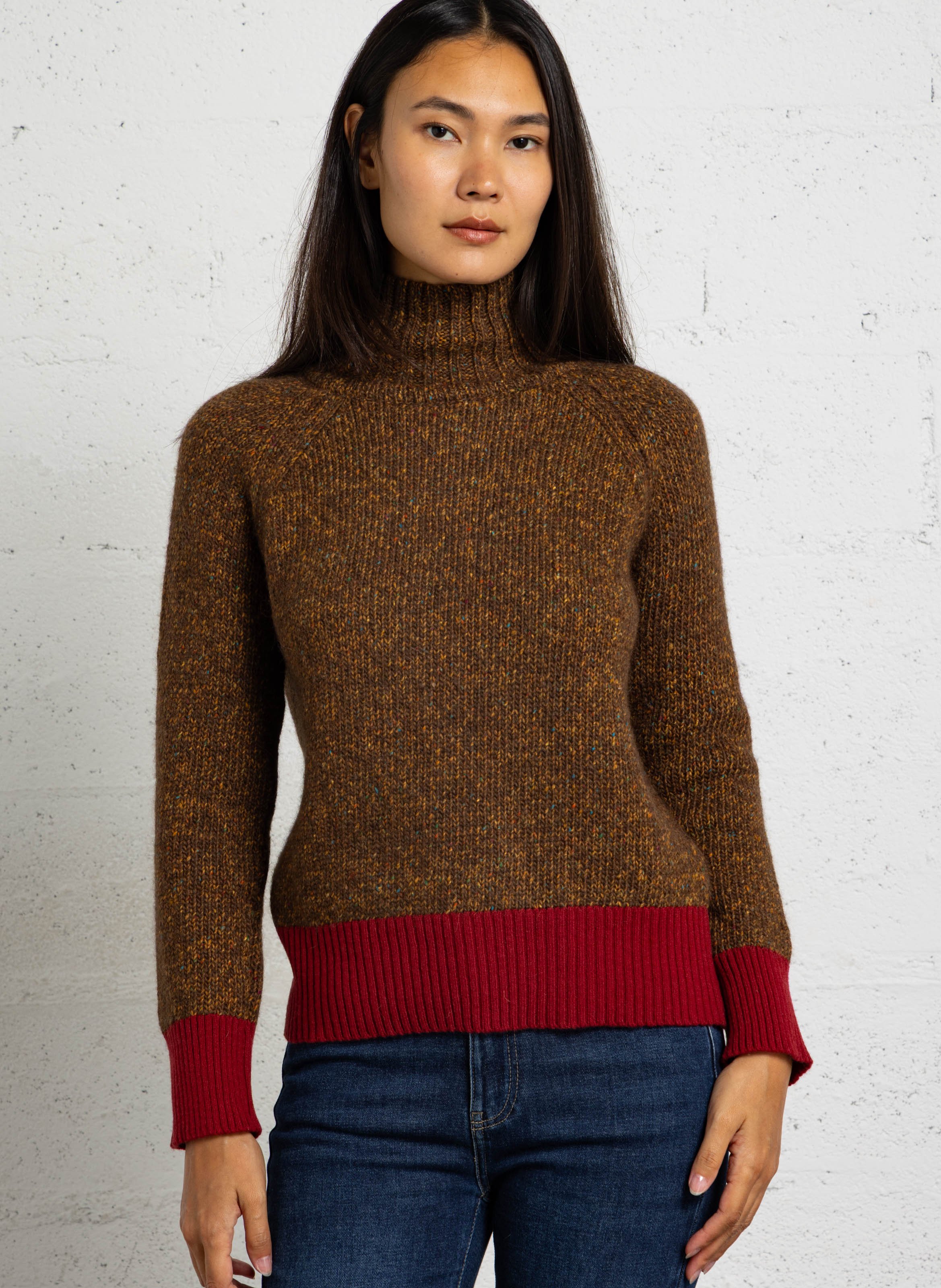 Pull droit col montant DIEGA Marron