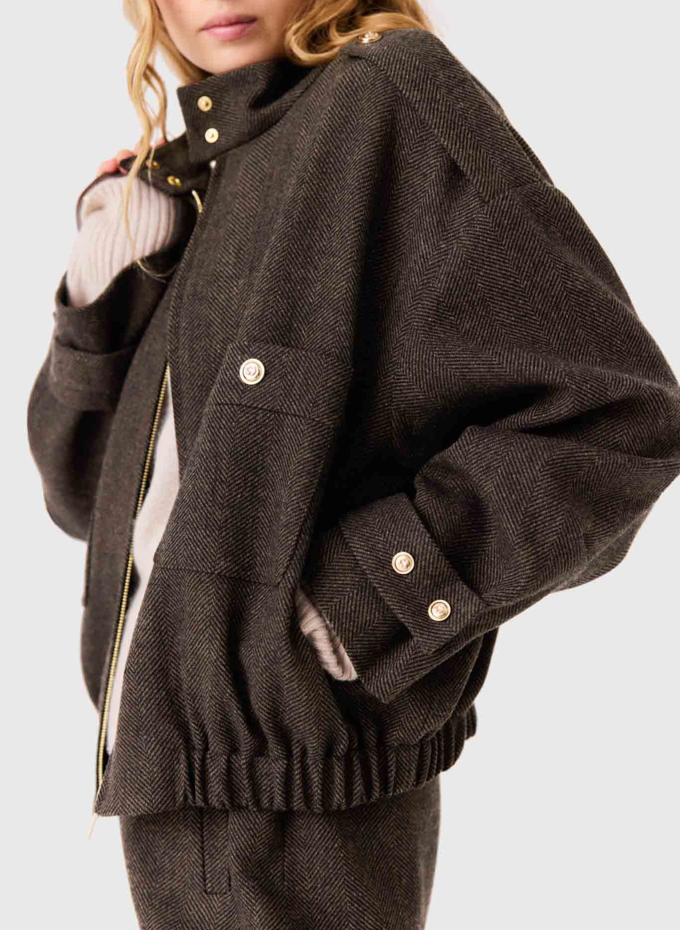 Veste oversize en laine mélangée MAJE Marron