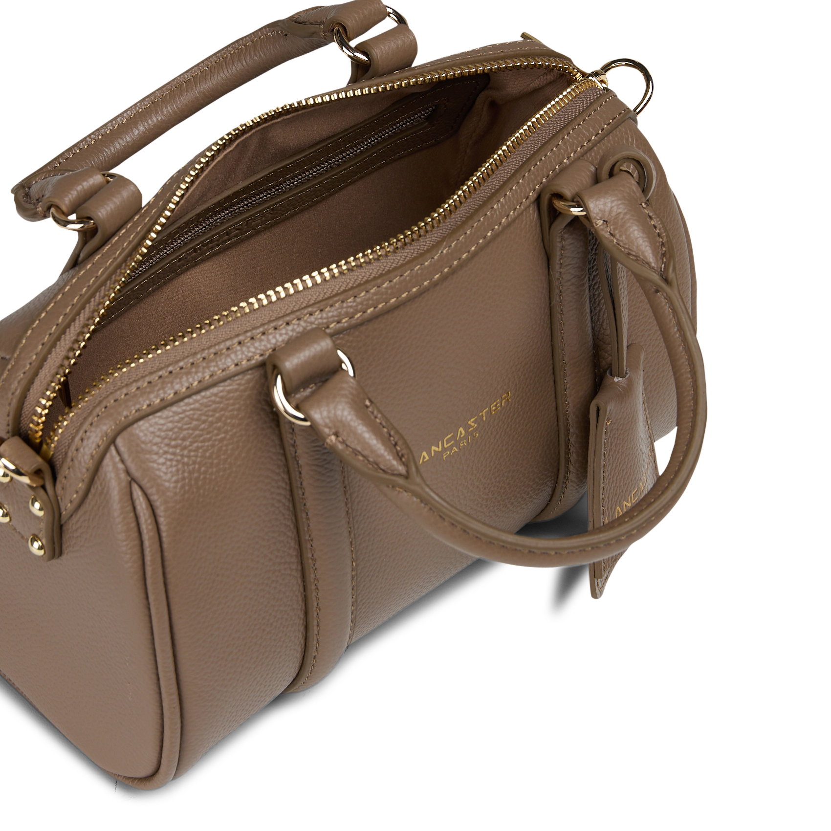 Kleine Bowlingtasche aus genarbtem Leder LANCASTER PARIS Beige
