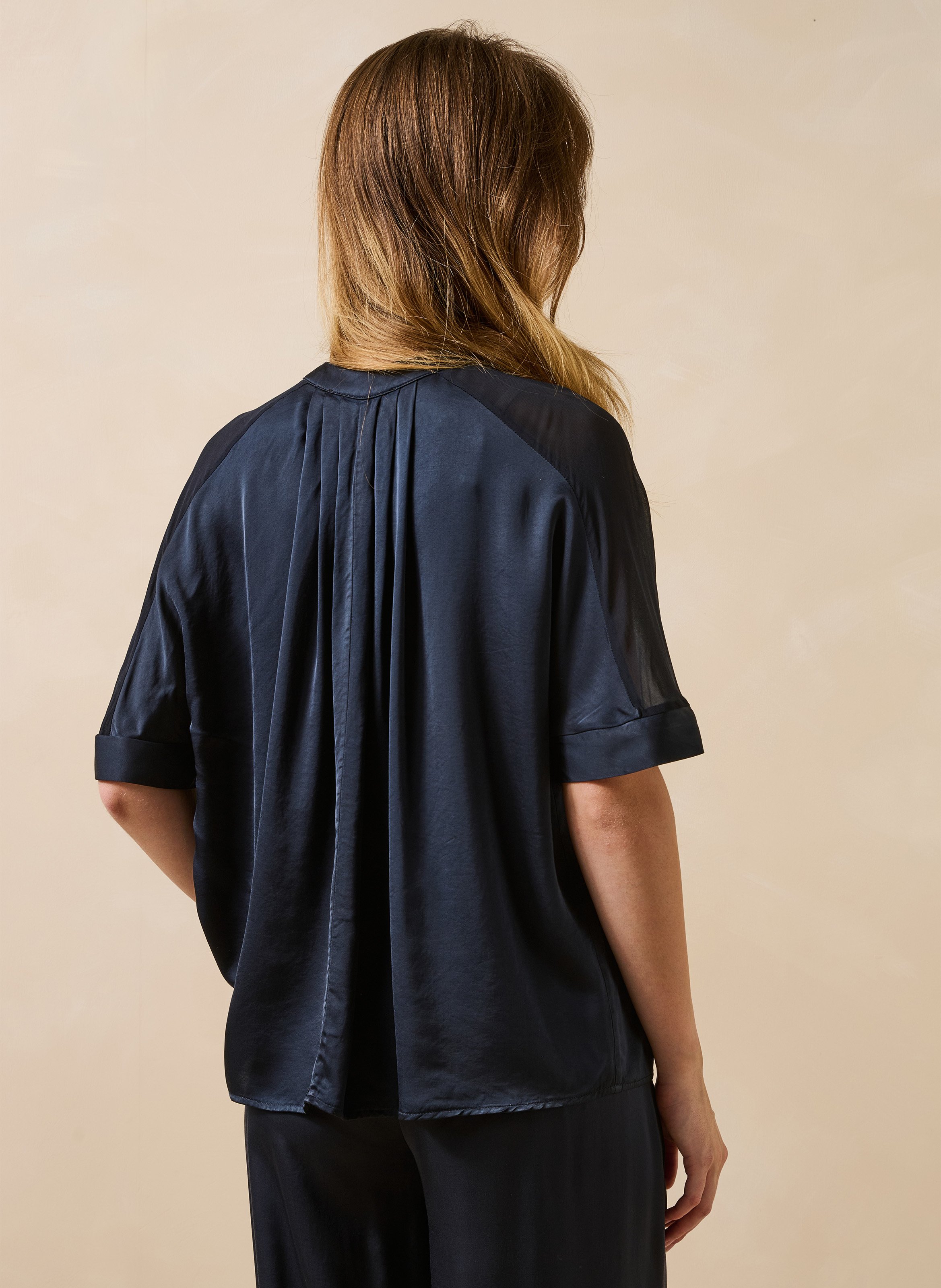 Weit geschnittene Henley-Bluse LA FEE MARABOUTEE Blau