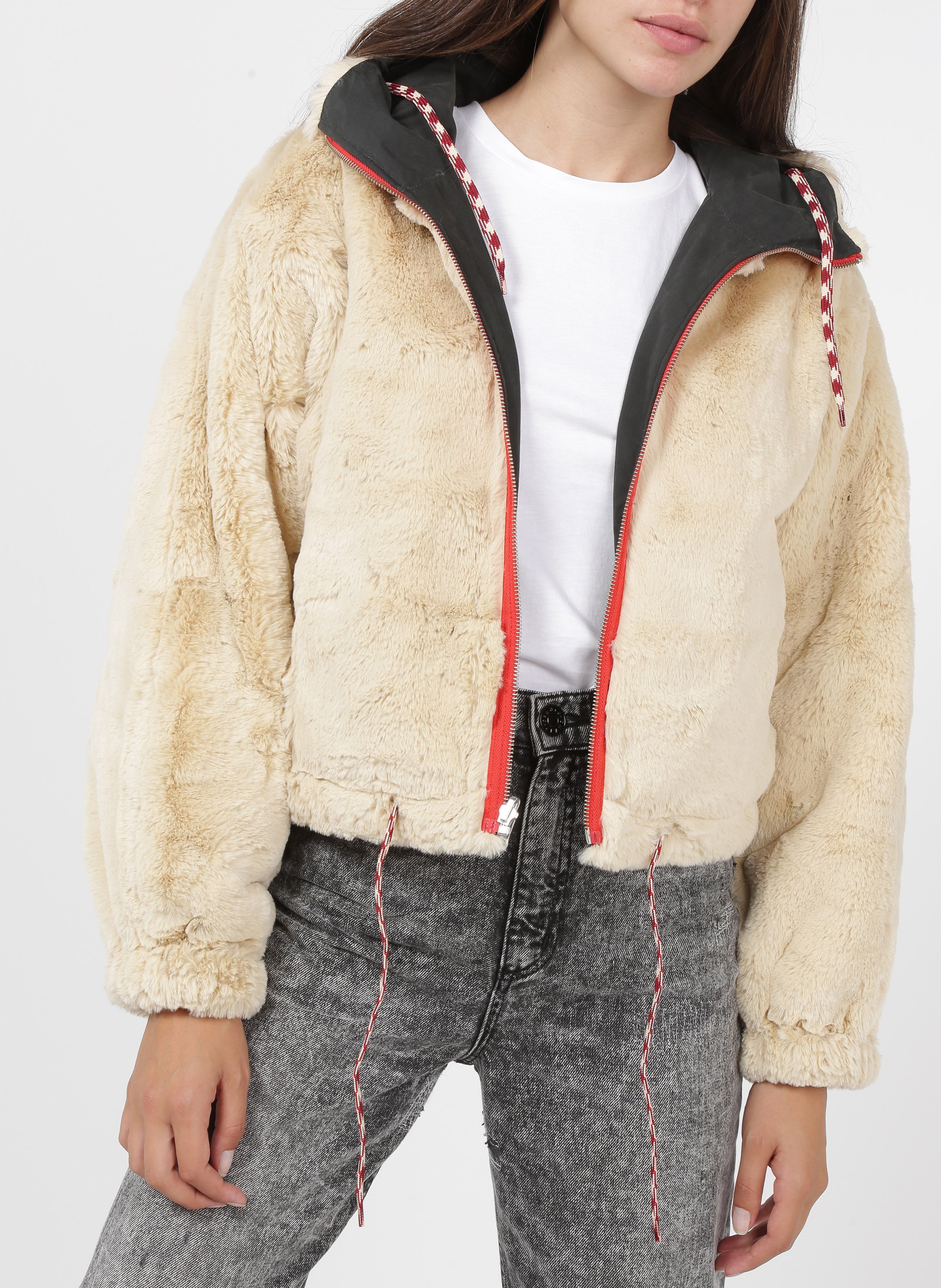 Blouson col montant ample en coton mélangé BELLEROSE Noir