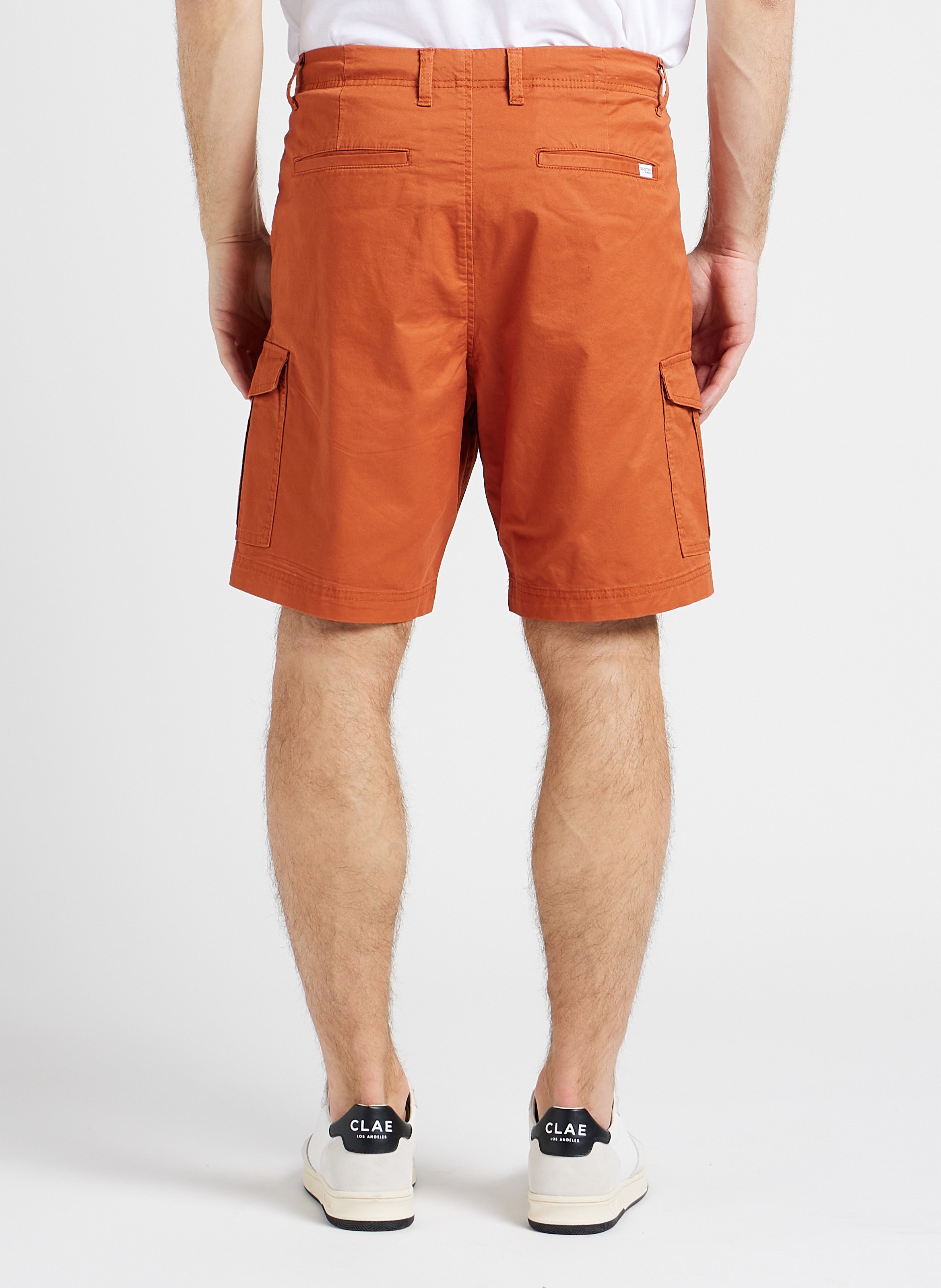 Bermuda droit en coton bio mélangé  SELECTED Orange