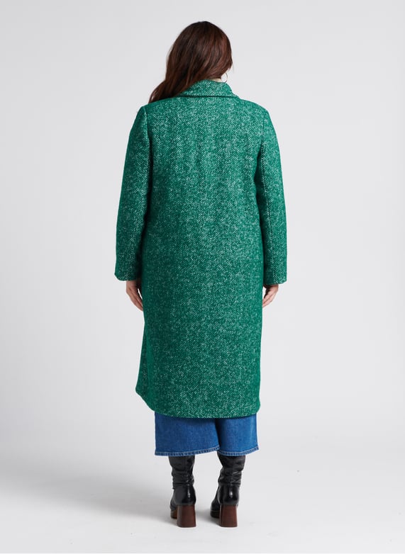 Gebreide trui met opstaande kraag | materiaalblend | Groen by PERSONA by Marina Rinaldi Gebreide trui met opstaande kraag | materiaalblend Groen