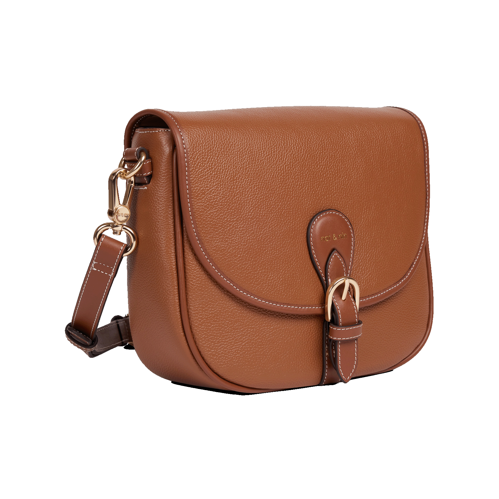 Sac bandoulière besace en cuir NAT & NIN Marron