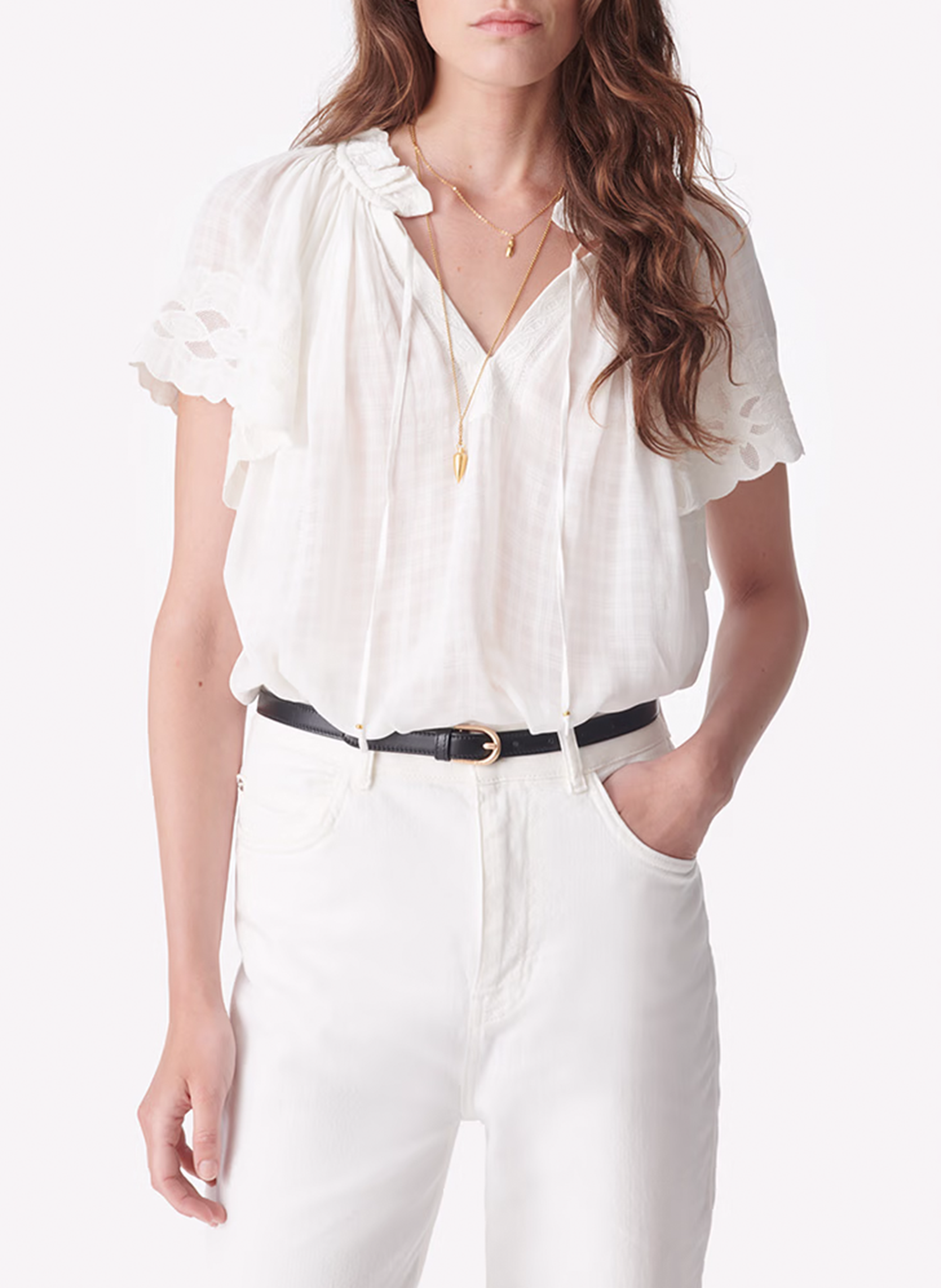 Blouse met ronde hals in jacquard VANESSA BRUNO