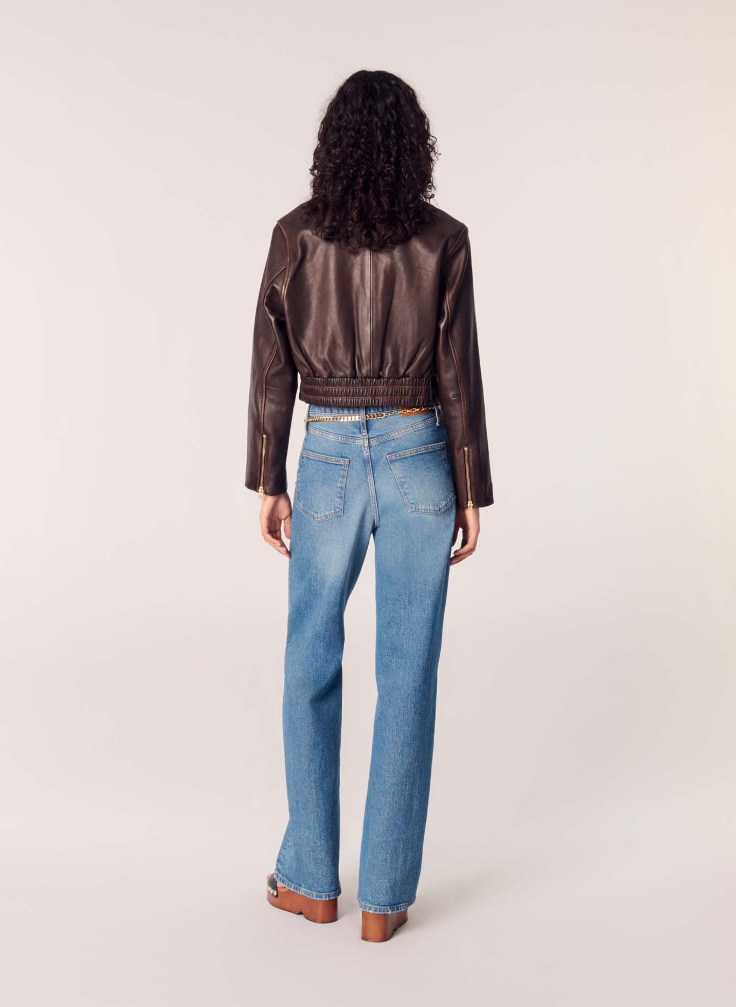 Cactus - Kurzer Lederblouson mit Reißverschluss MAJE Braun