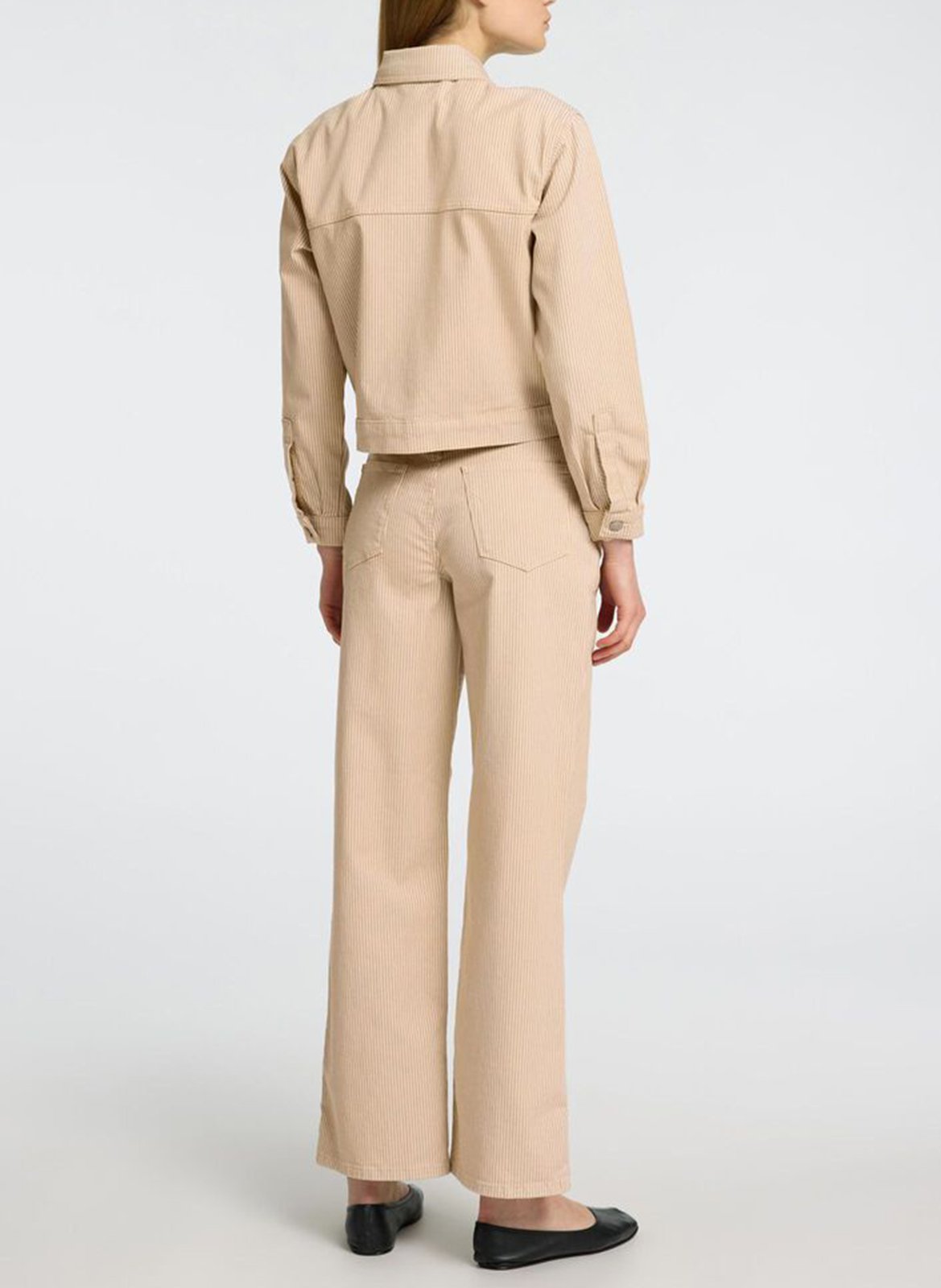 Straight striped jeans in blended organic cotton SELECTED Beige