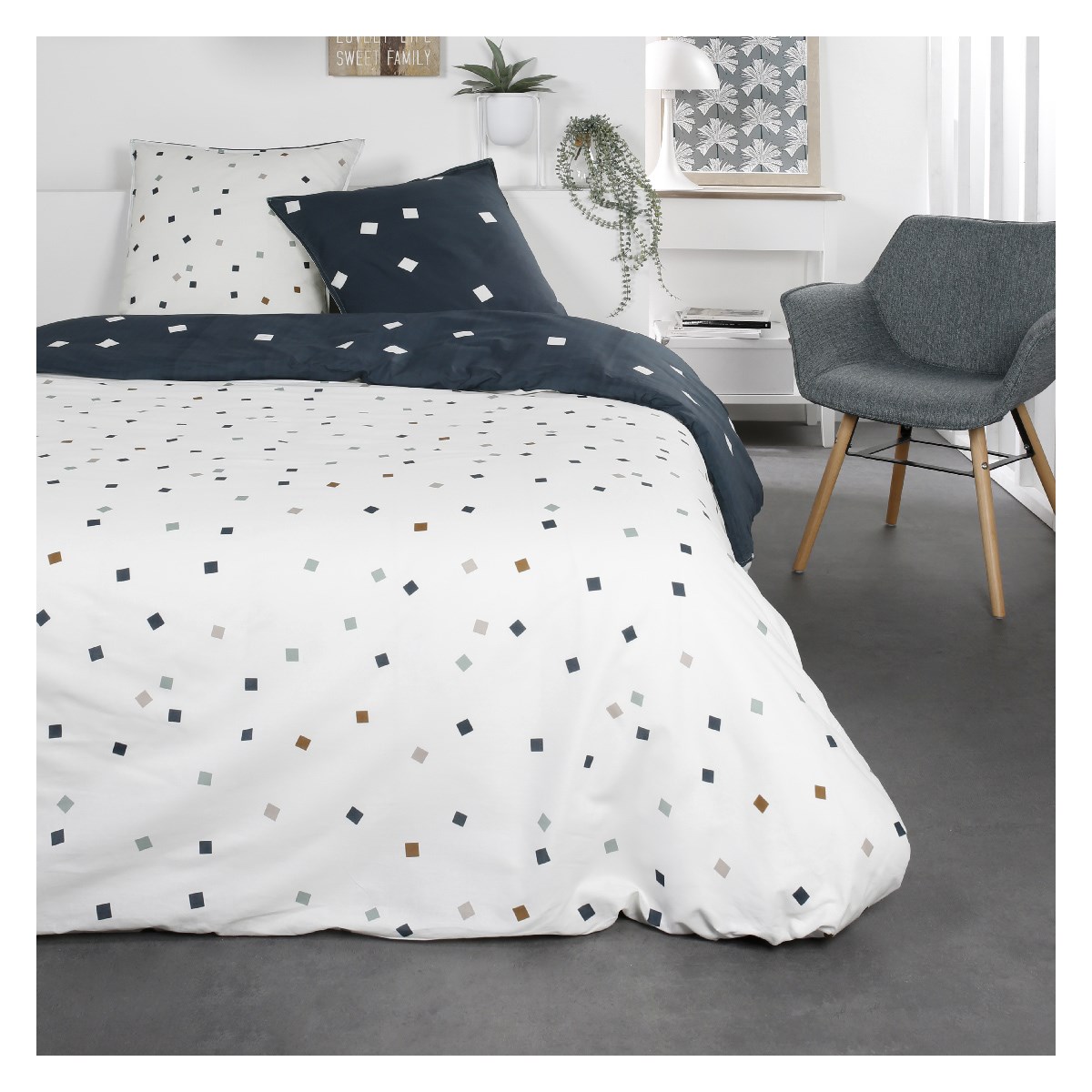 Printed cotton bedding set TODAY LINGE DE MAISON White