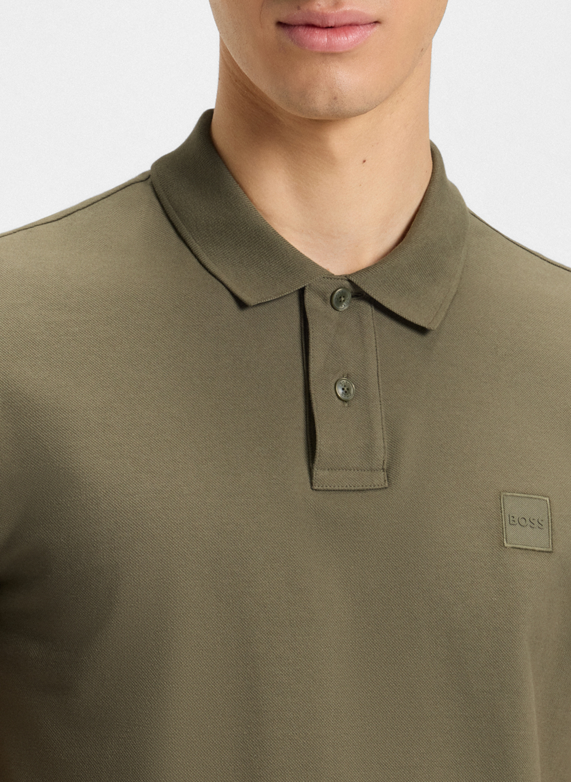 Slim-fit cotton-blend polo shirt BOSS Khaki