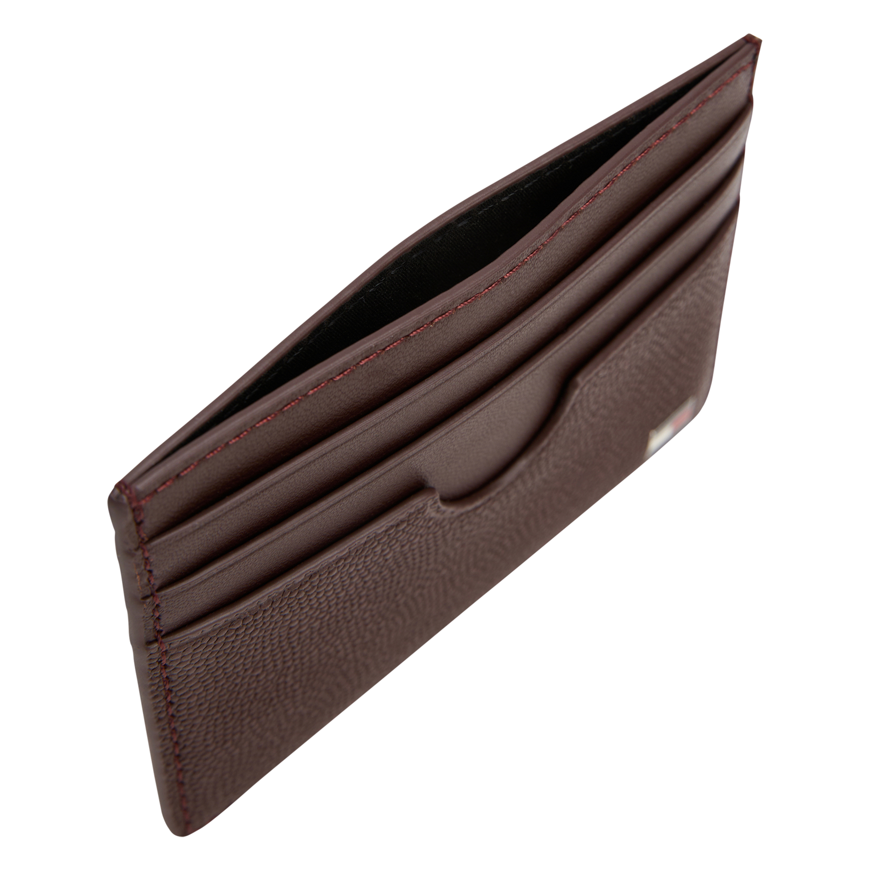 Solid color grained leather card holder TOMMY HILFIGER Brown