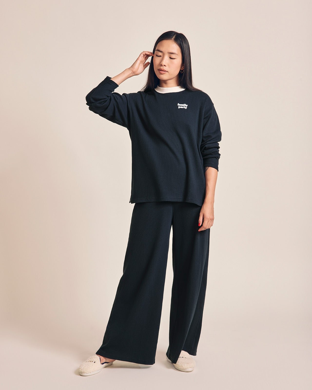 Women's Family Party organic cotton honeycomb pajama top EMOI EMOI Blue