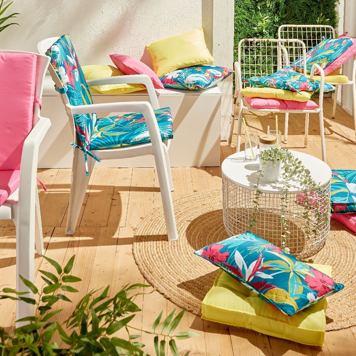 Chair with printed backrest TODAY LINGE DE MAISON Blue