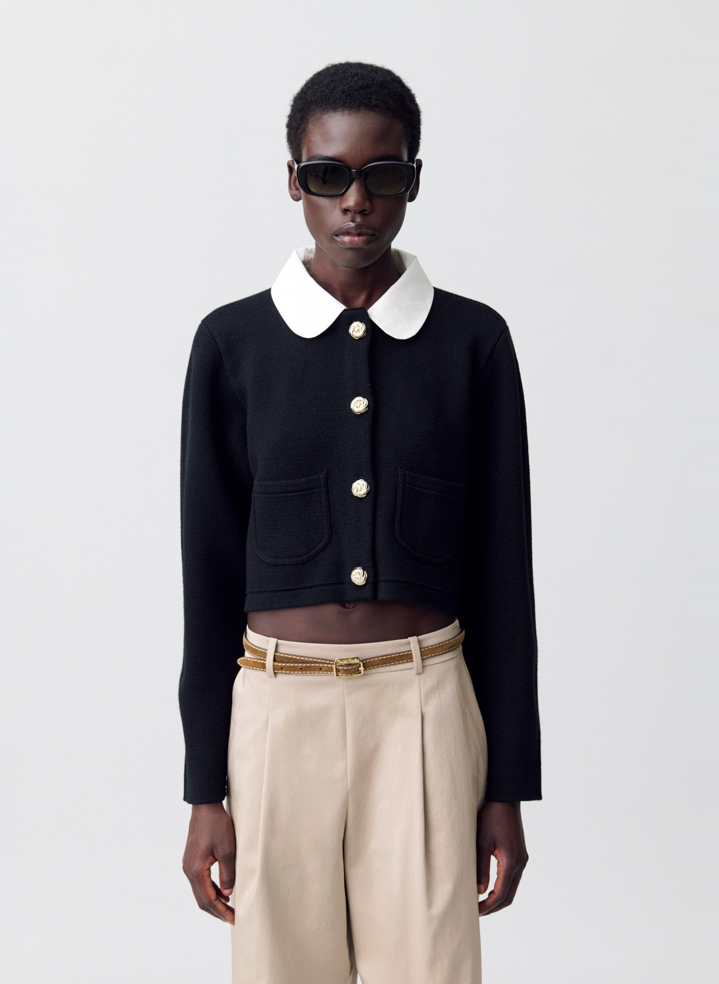 Cardigan col claudine boutonné CLAUDIE PIERLOT Noir