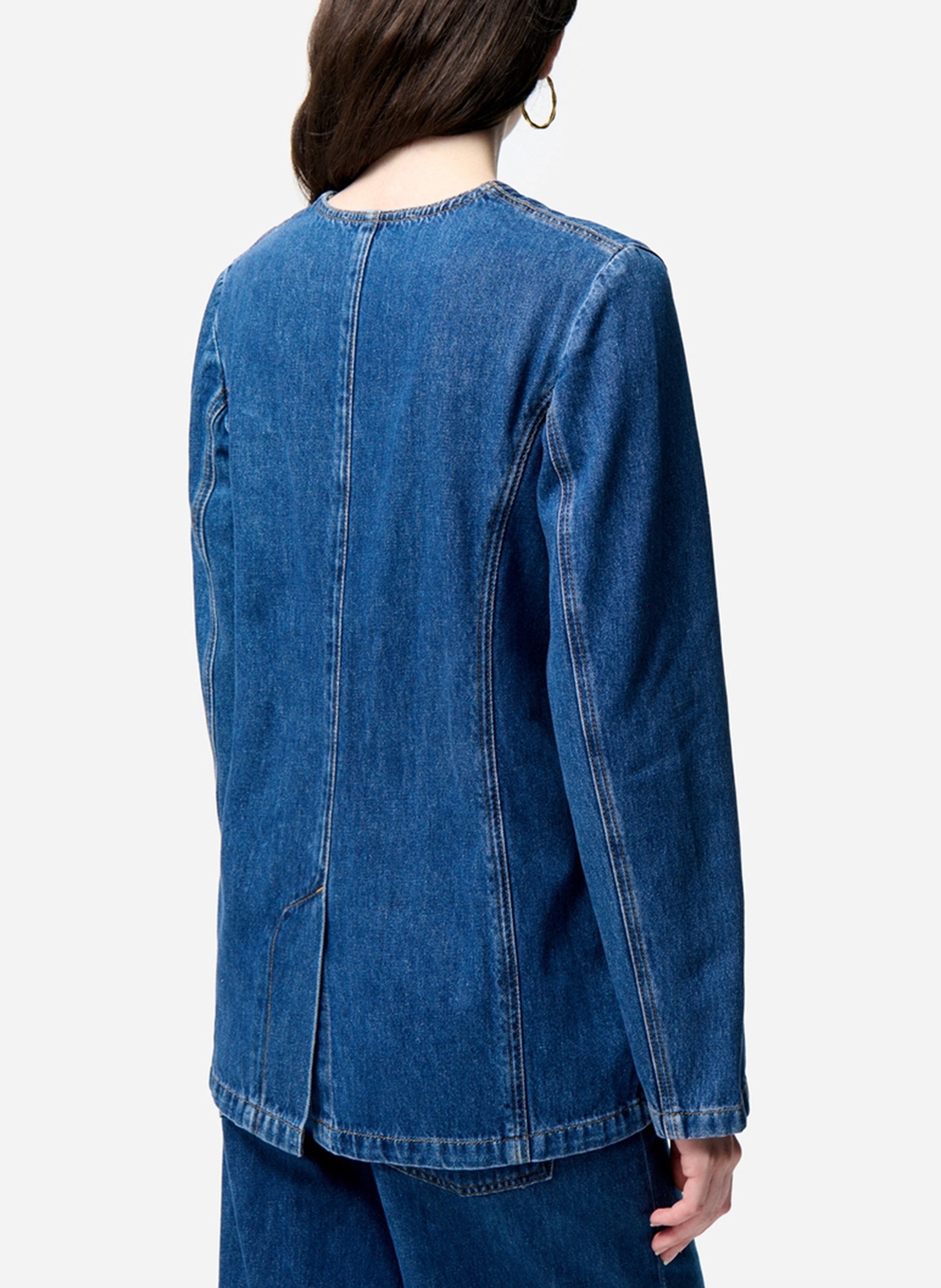 Round neck denim-look jacket VANESSA BRUNO Blue