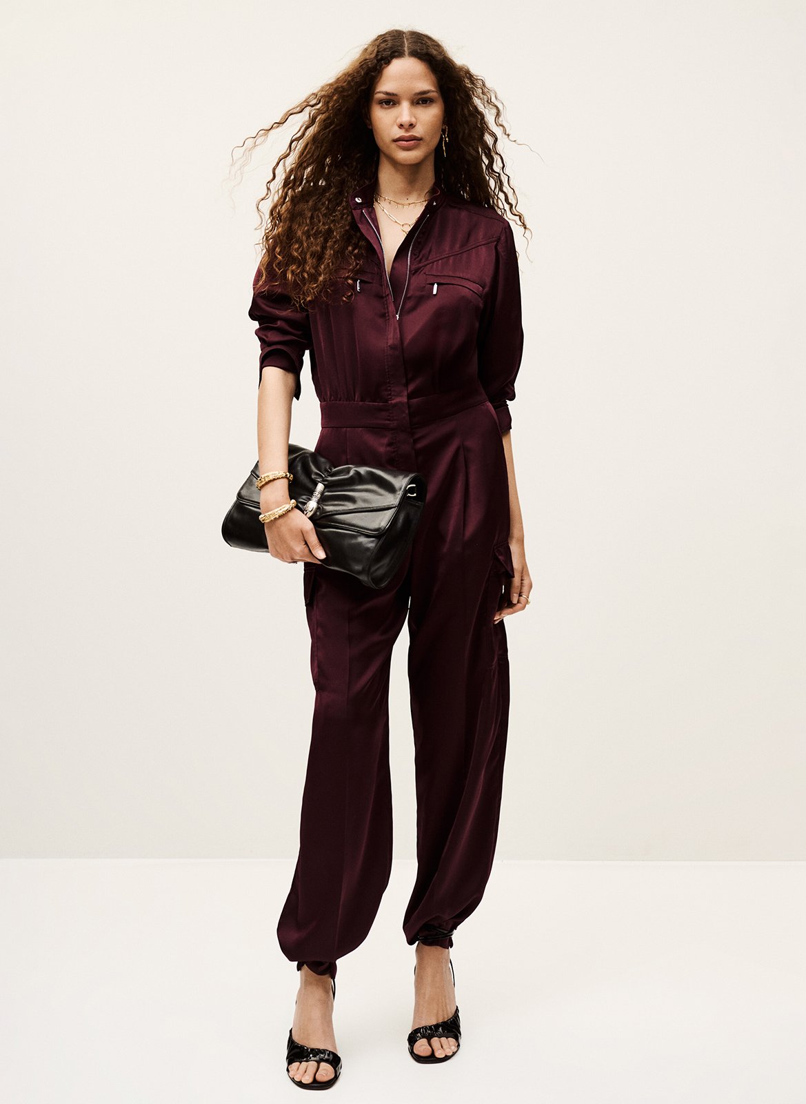 Combinaison droite satinée BA&SH Prune