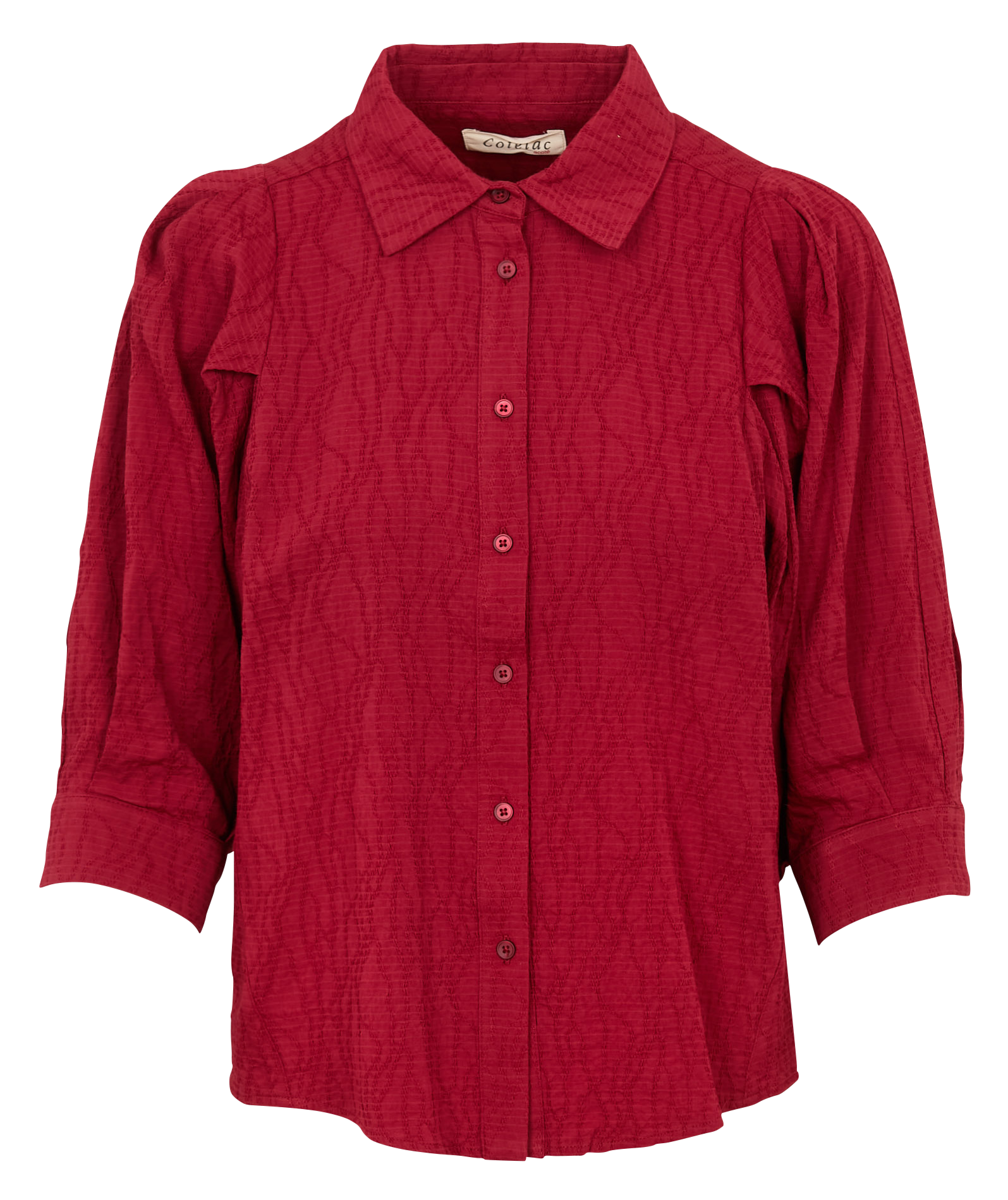 Cotton and linen shirt with classic collar ACOTE Red