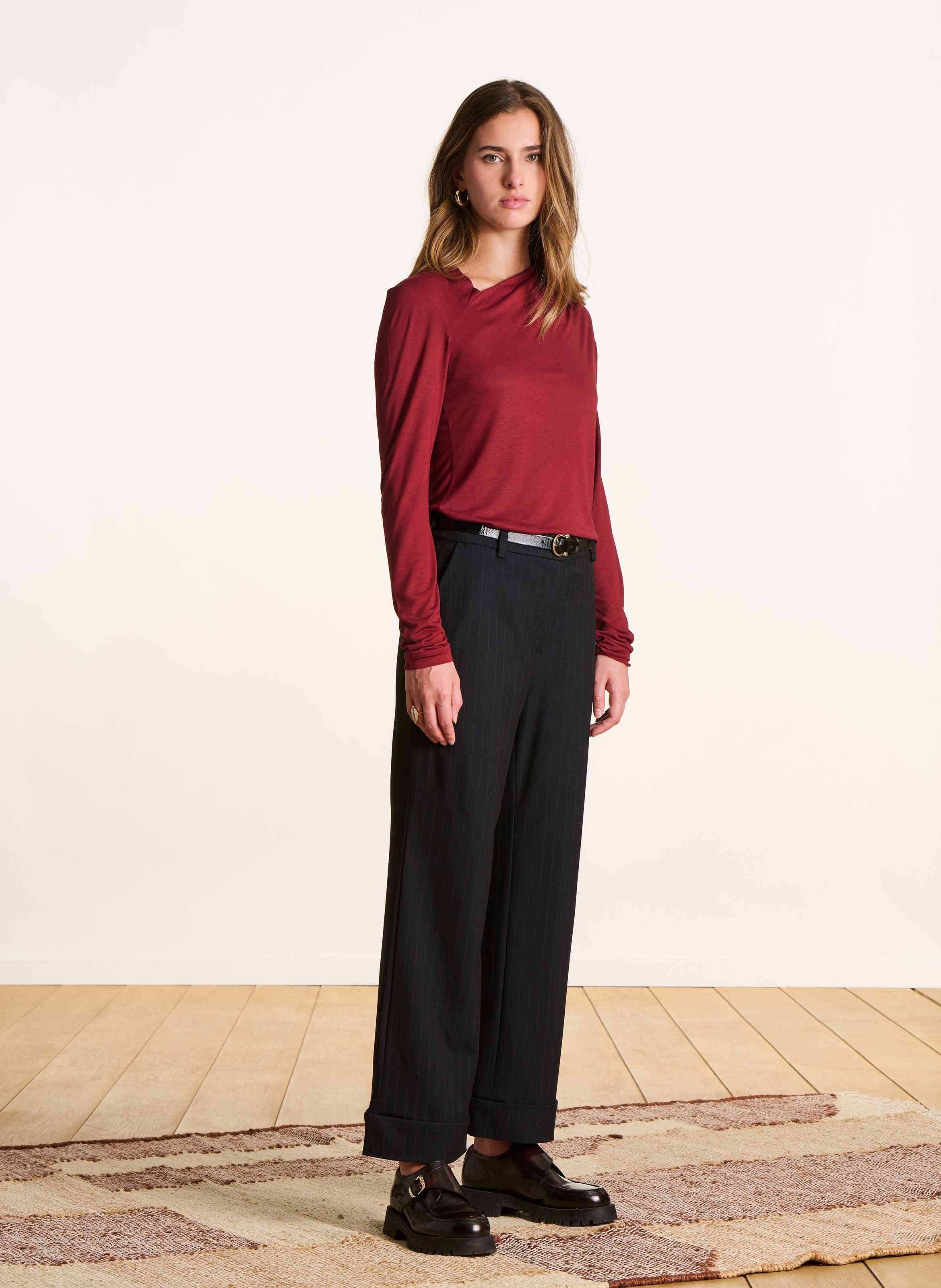 High-waisted striped wide-leg pants LA FEE MARABOUTEE Blue