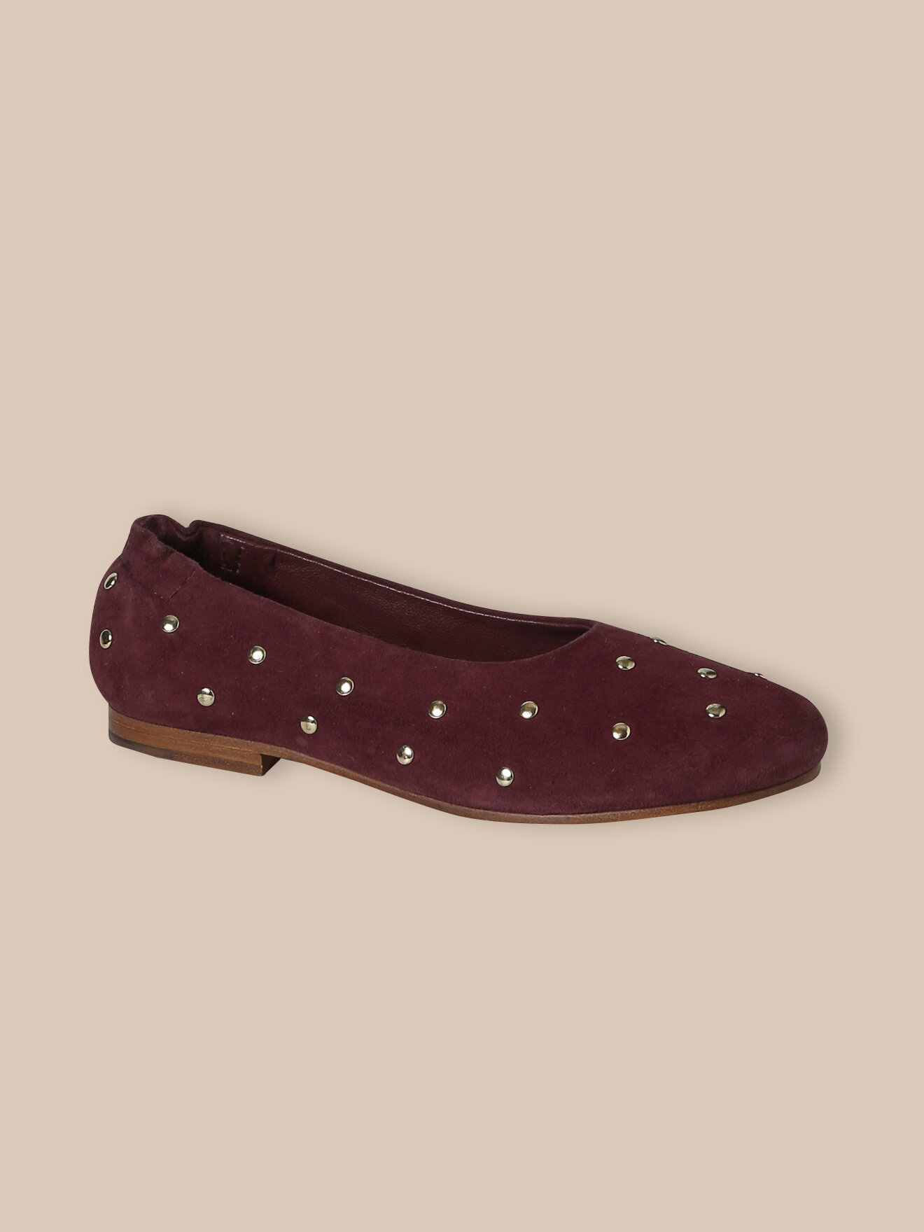 Studded leather ballet flats CYRILLUS Red