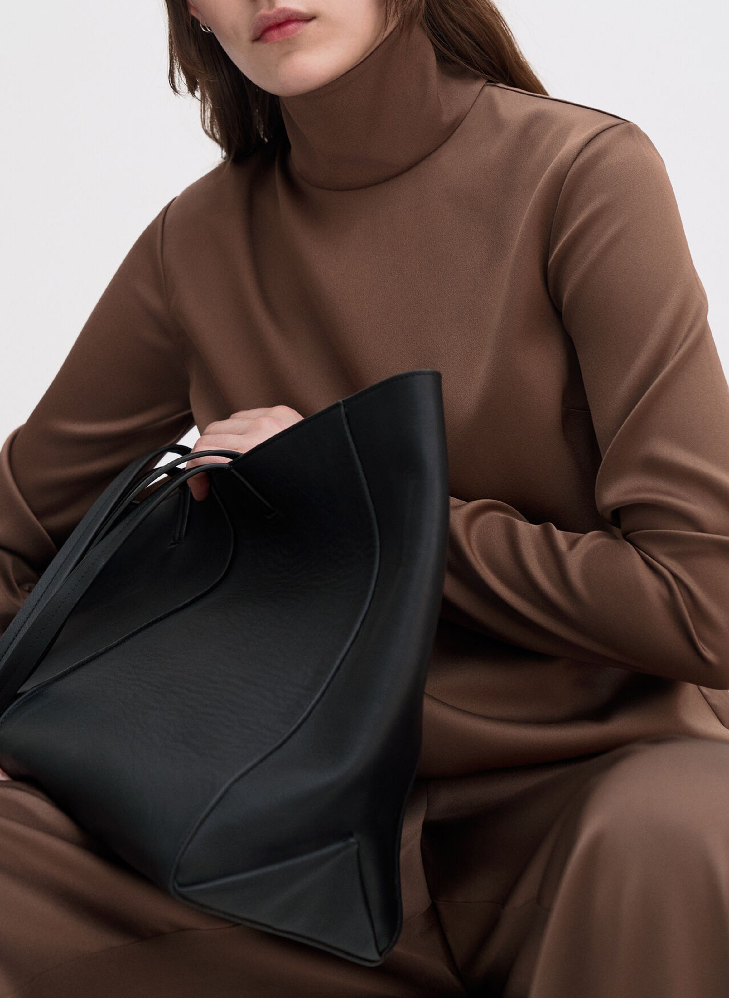 Satin high-neck top FILIPPA K Brown