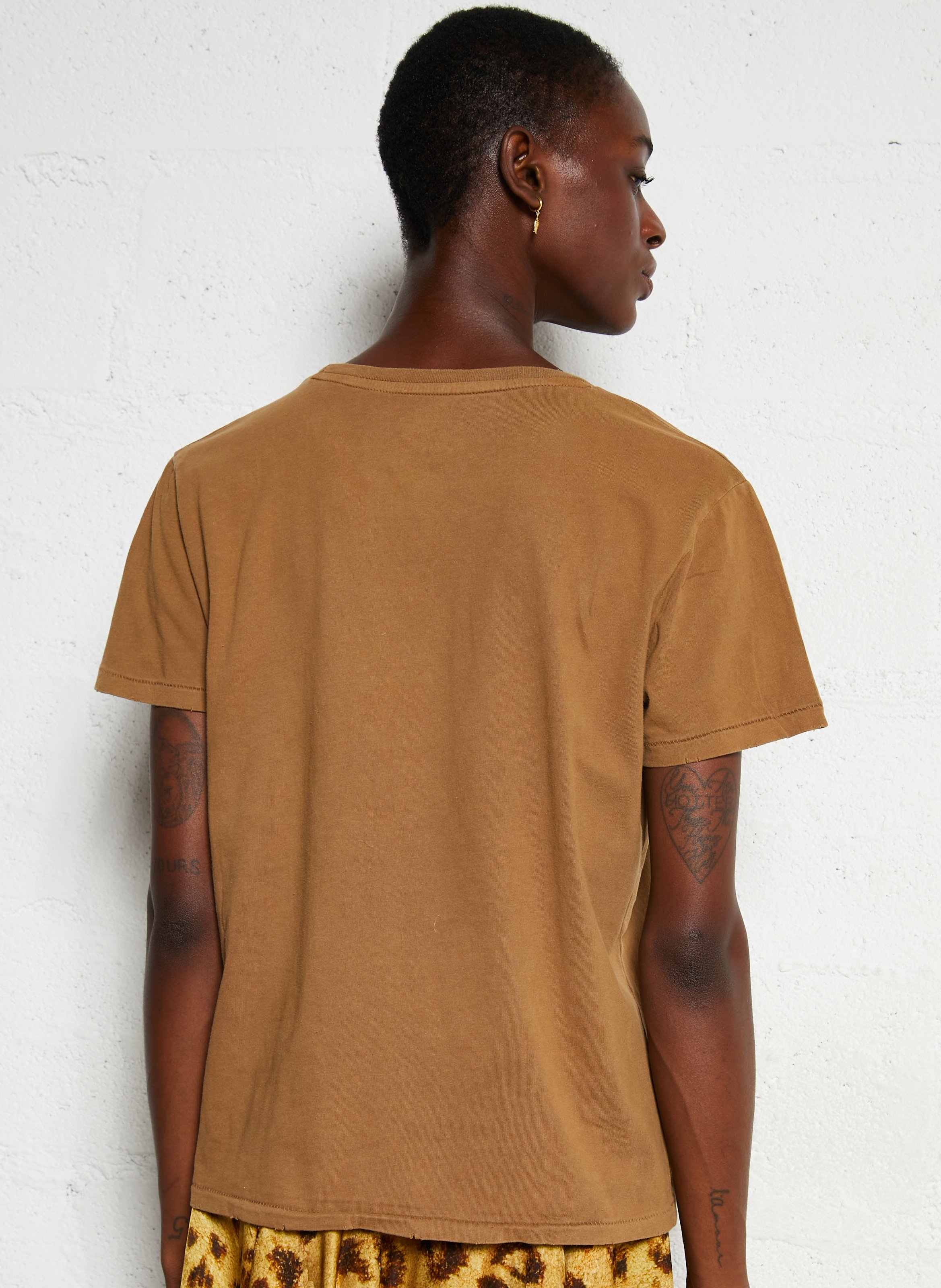 Tee-shirt droit col rond sérigraphié en coton NEWTONE Marron