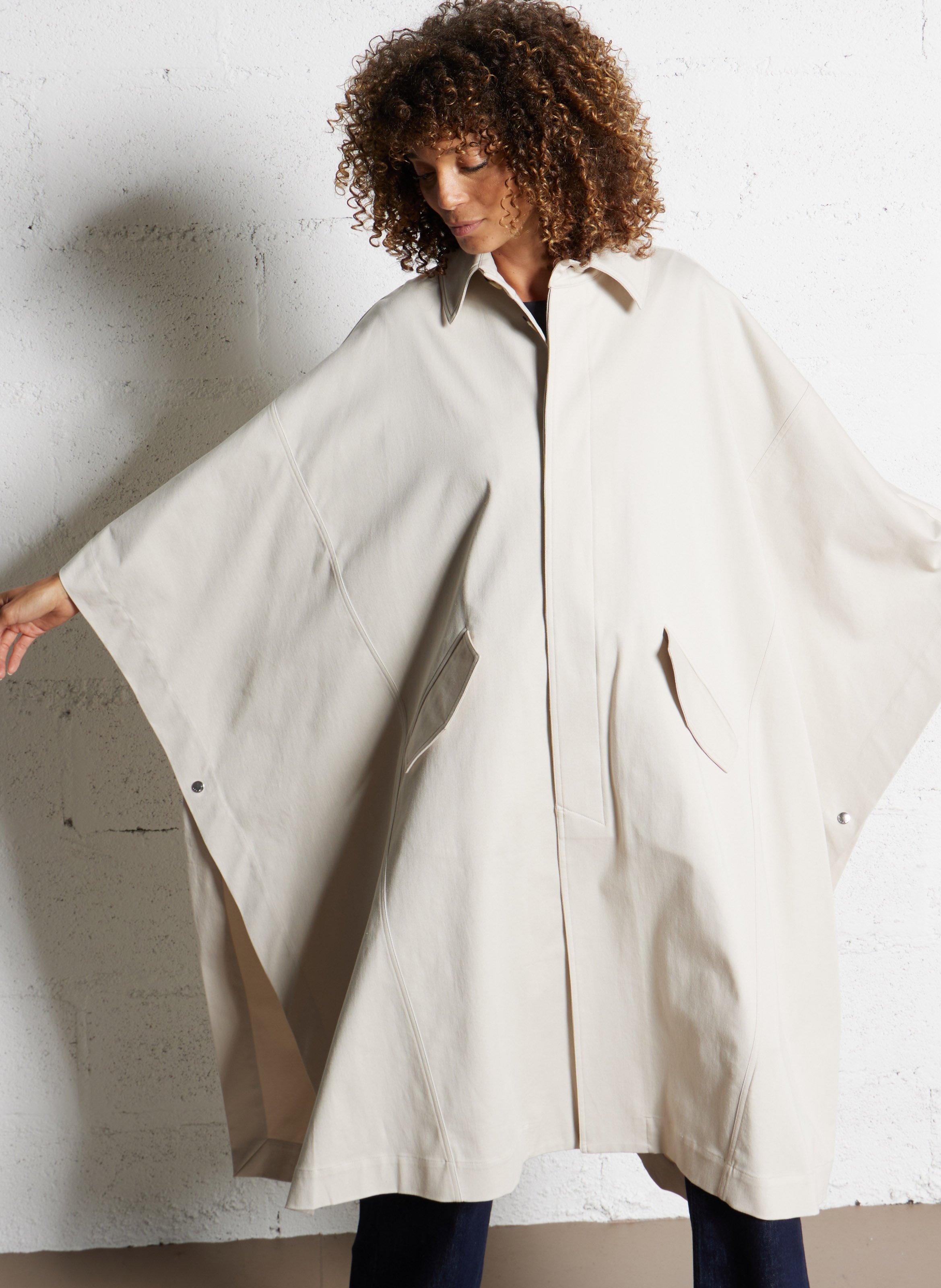 Manteau col classique en coton mélangé MARGAUX LONNBERG Blanc