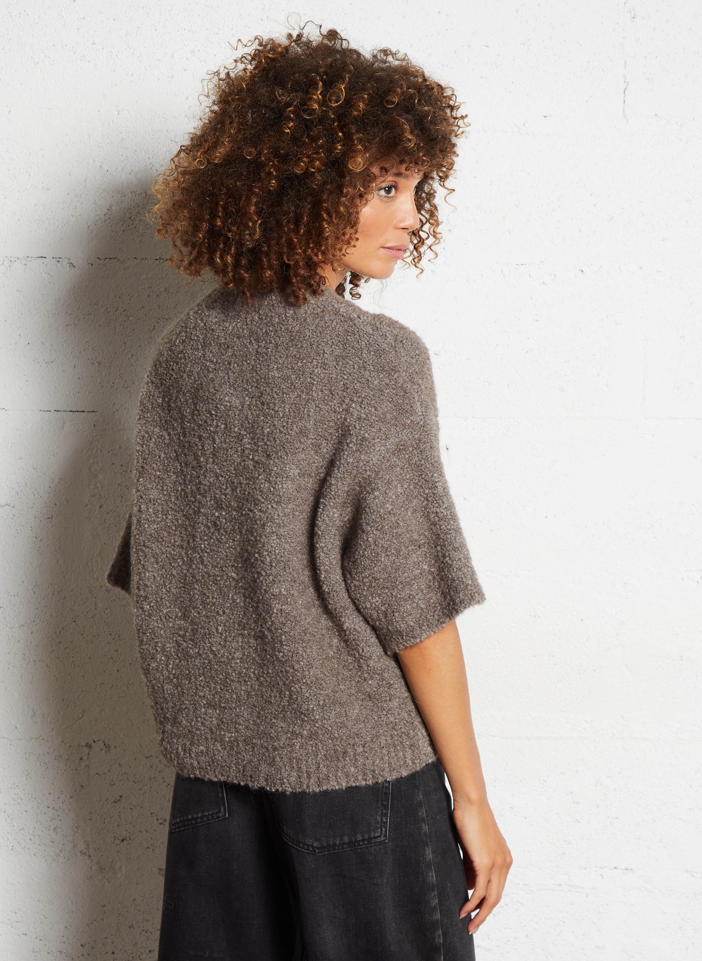 Pull oversize col rond en laine mélangée AMERICAN VINTAGE Beige