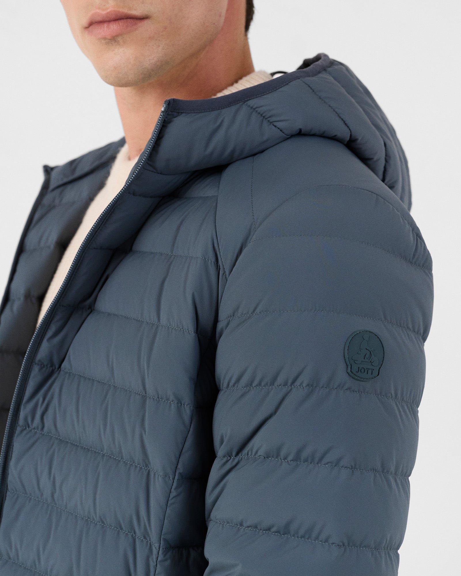 Frantz Stretch Lightweight Hooded Puffer Coat JOTT Blue