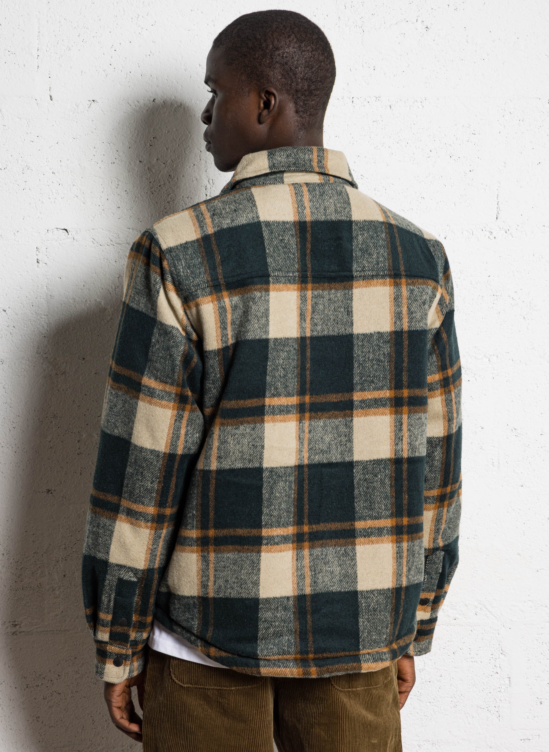 Veste droite col classique à carreaux SCHOTT Vert