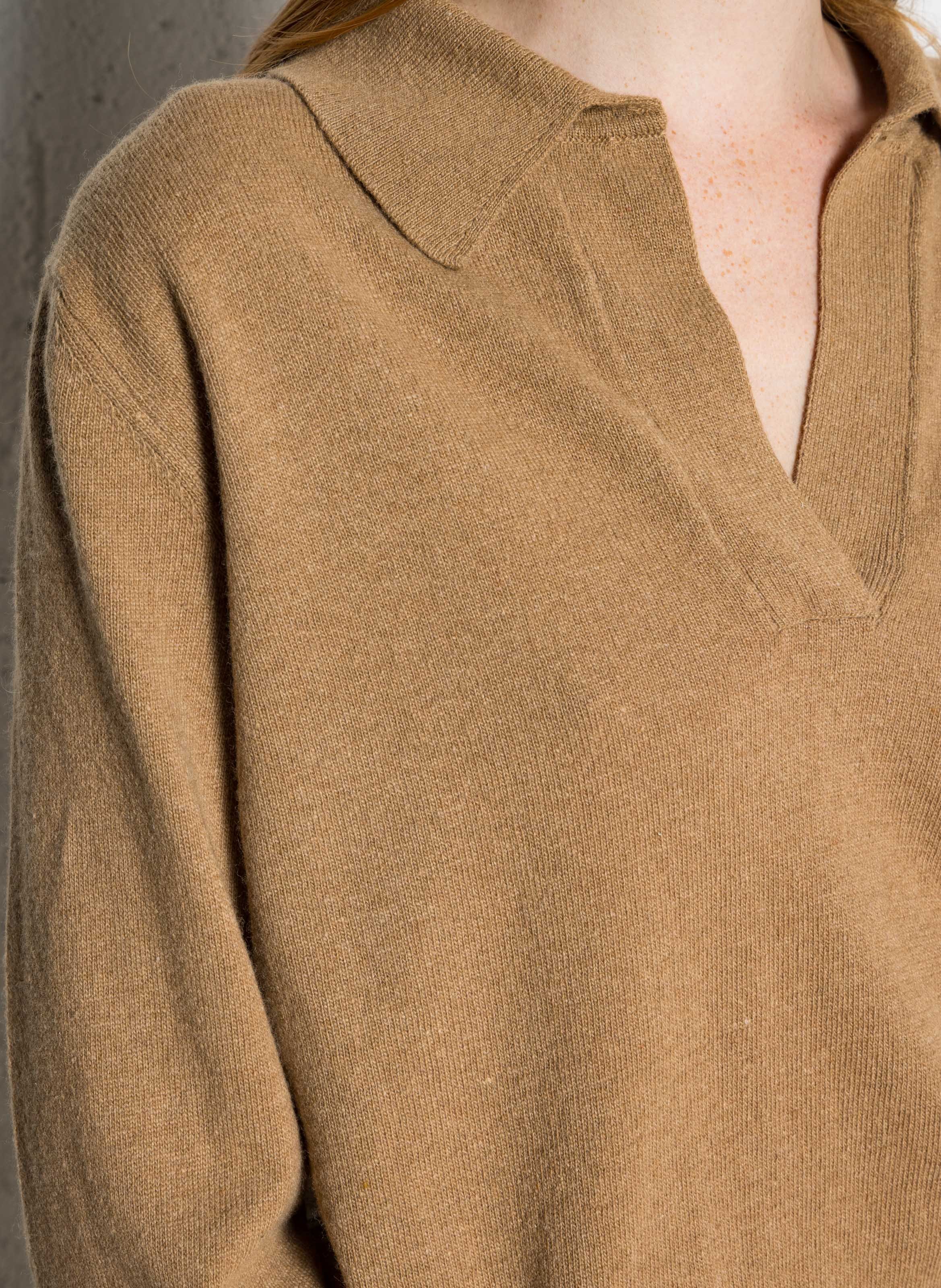 Ruime V-hals trui in effen kleur THE NEW SOCIETY Bruin